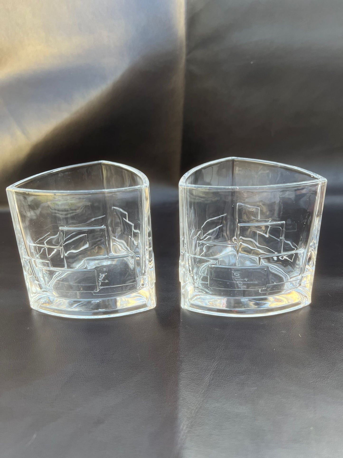 Joyjolt Revere Scotch Whiskey Glasses Crystal Geometric Design Set of 2