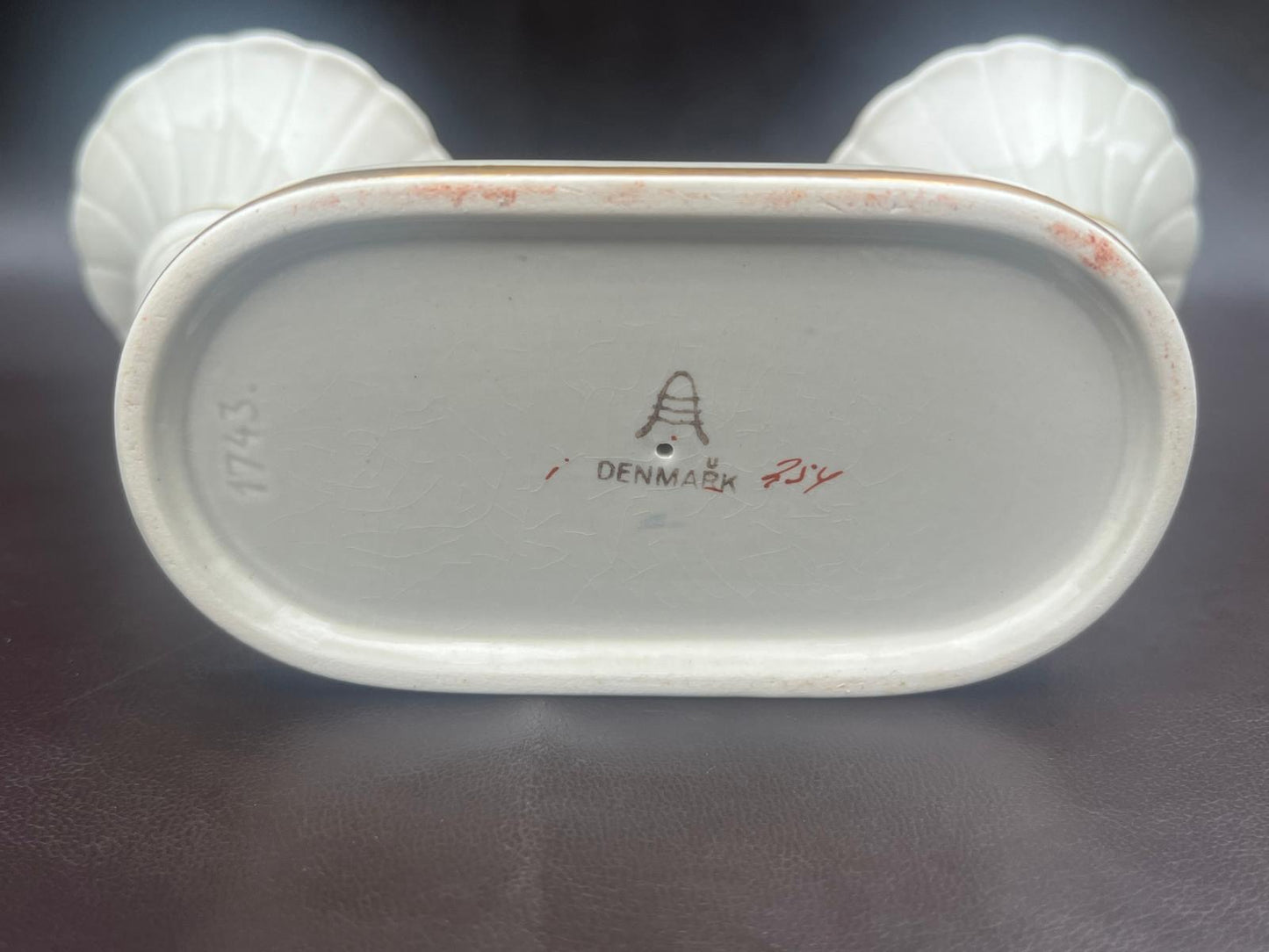 Royal Copenhagen Aluminia Oranja Tureby Faience Candle Holder Set Denmark