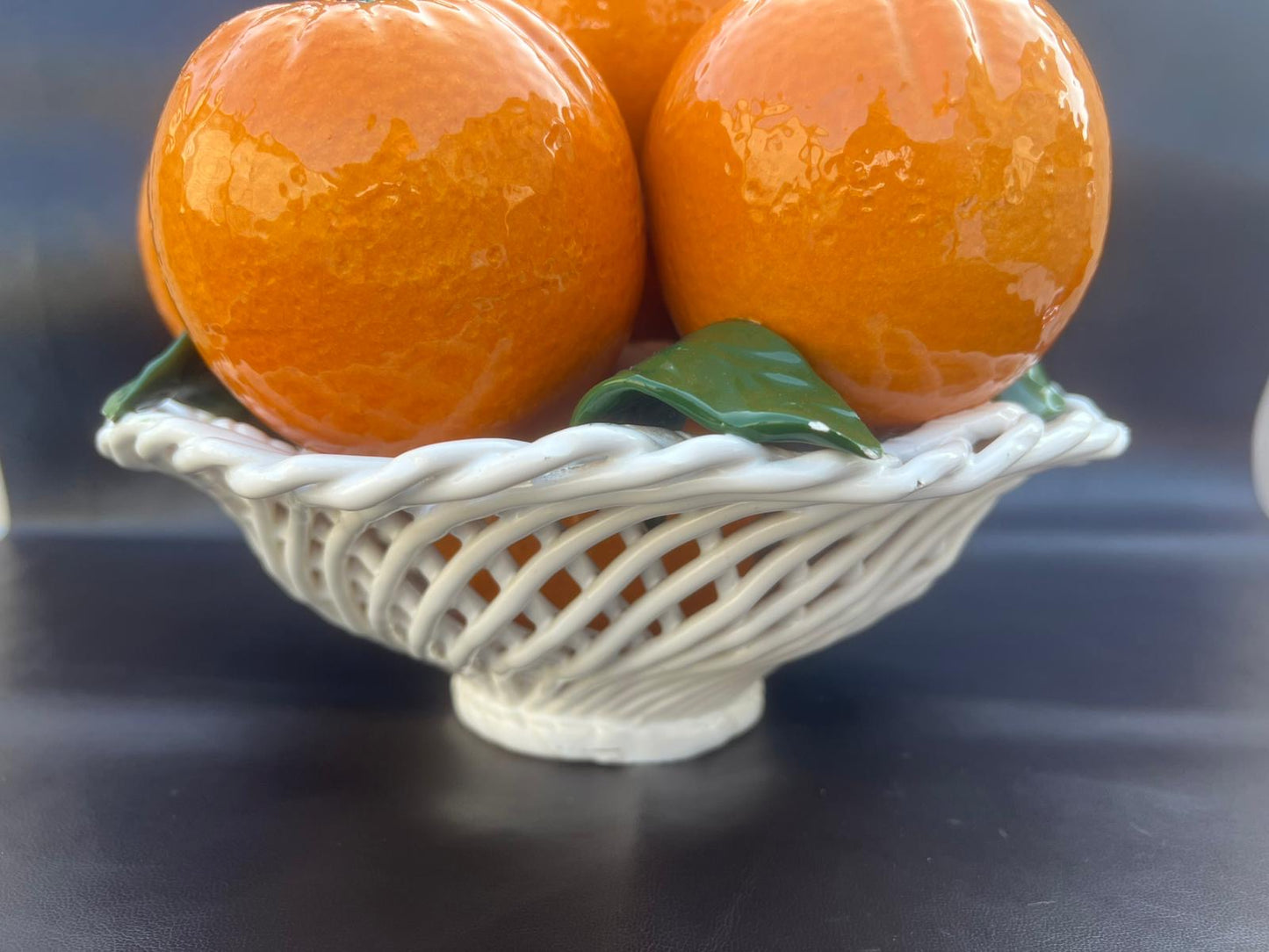 Vintage Spanish Handcrafted Centrepiece of Oranges In A Basket