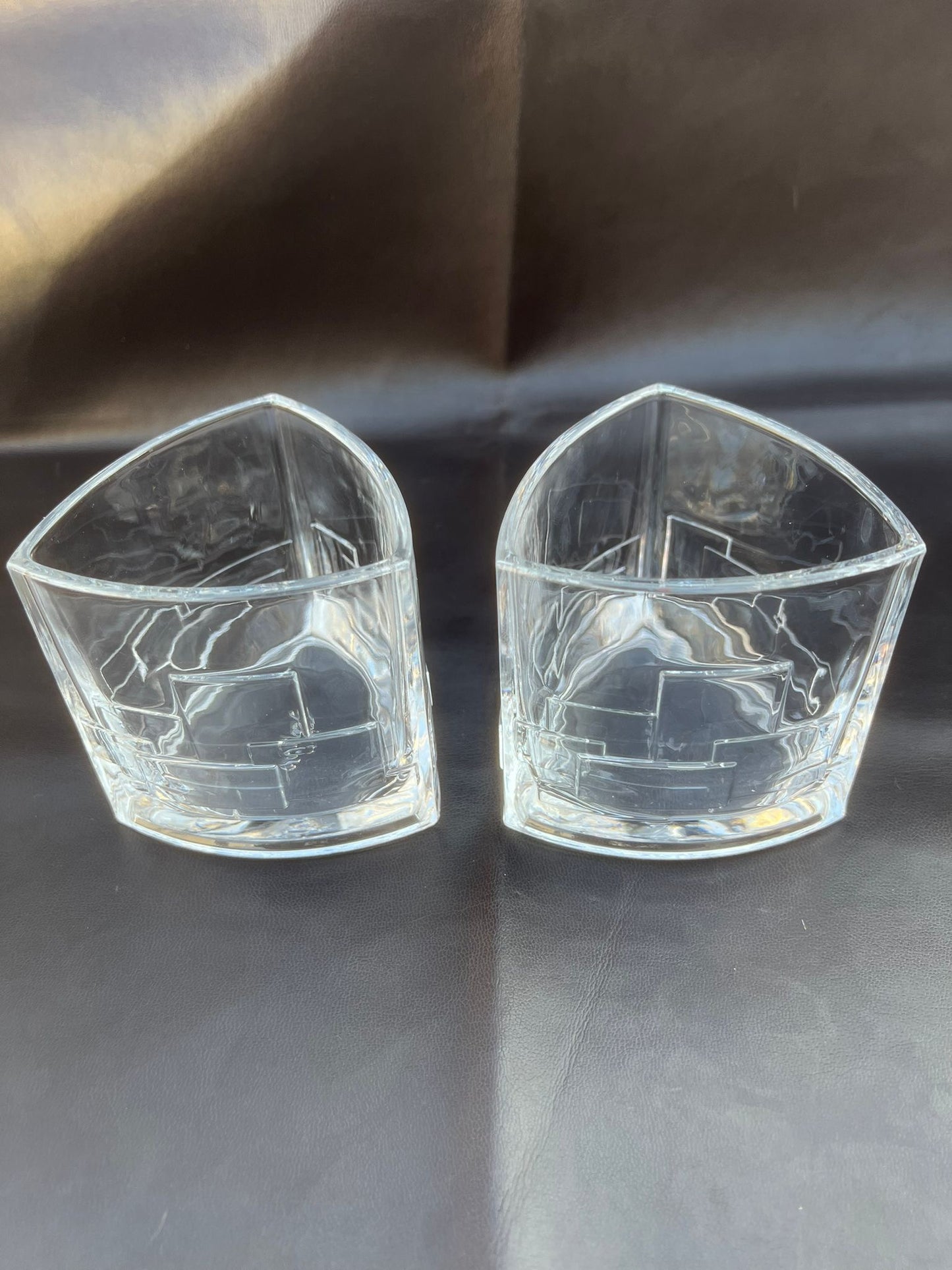 Joyjolt Revere Scotch Whiskey Glasses Crystal Geometric Design Set of 2
