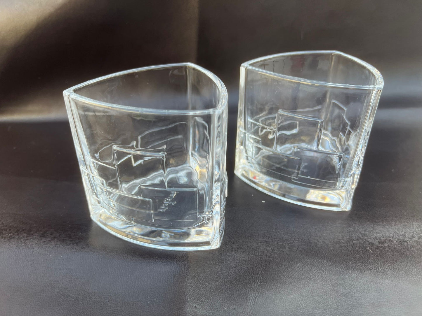 Joyjolt Revere Scotch Whiskey Glasses Crystal Geometric Design Set of 2