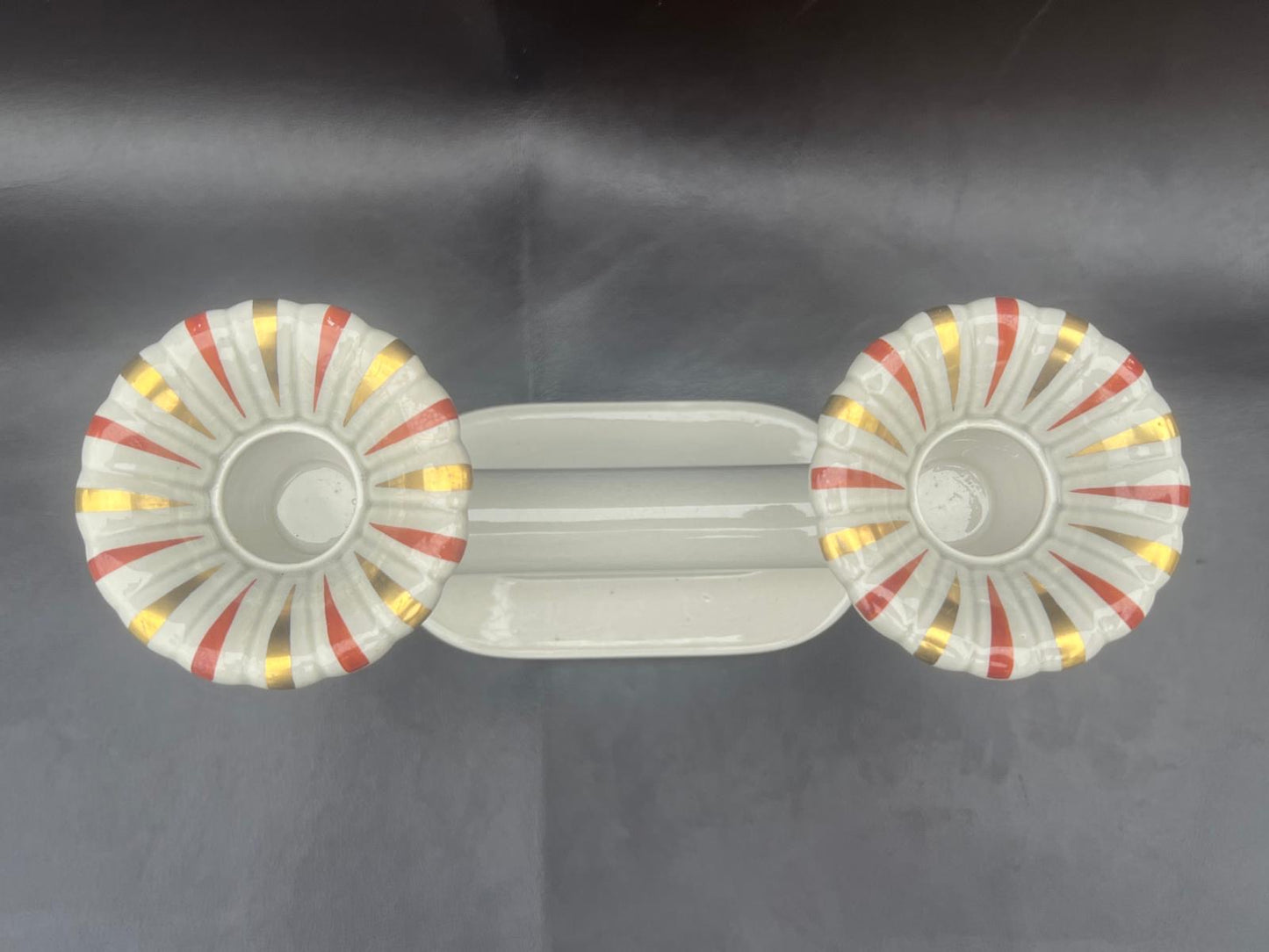 Royal Copenhagen Aluminia Oranja Tureby Faience Candle Holder Set Denmark