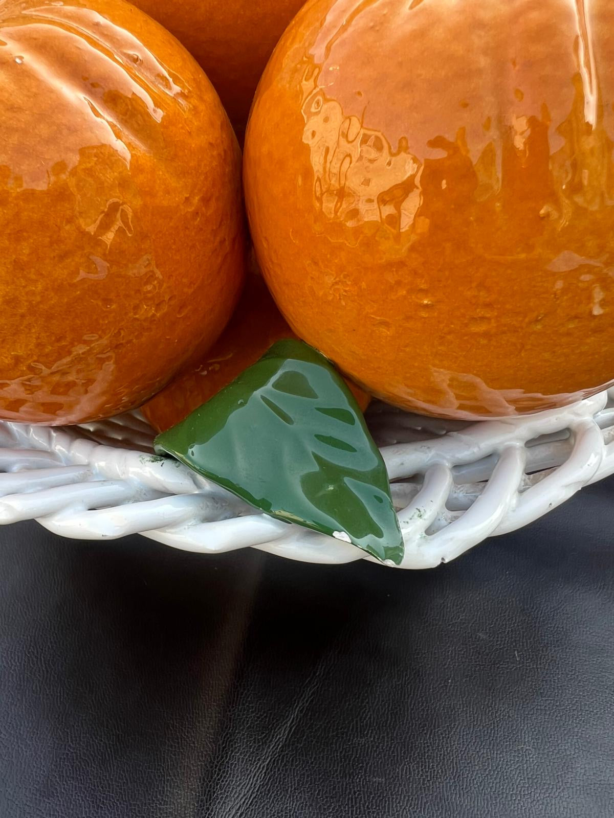 Vintage Spanish Handcrafted Centrepiece of Oranges In A Basket