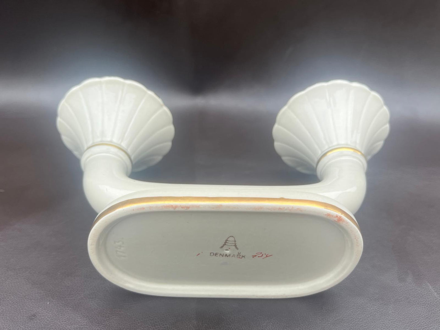 Royal Copenhagen Aluminia Oranja Tureby Faience Candle Holder Set Denmark