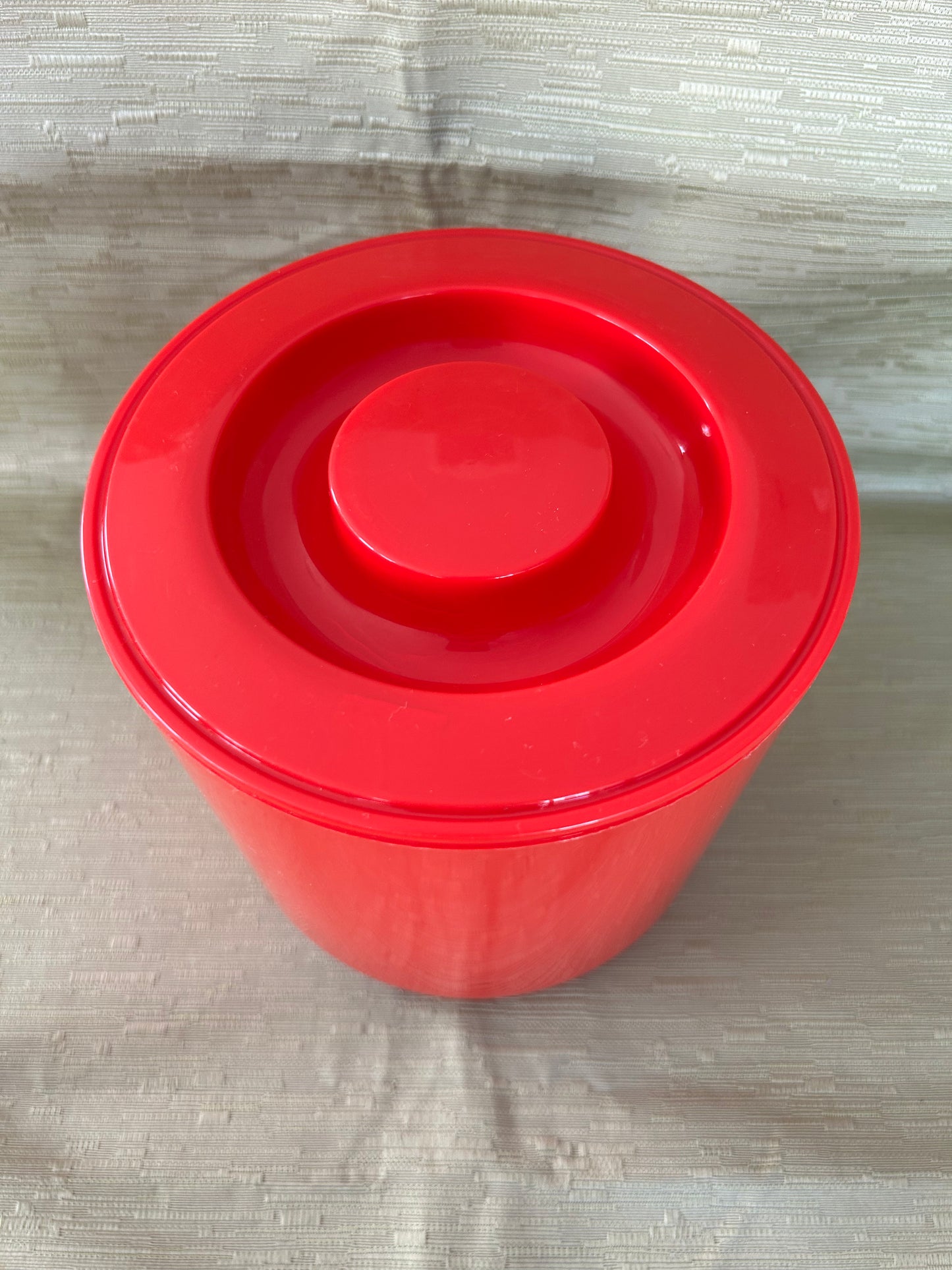 Vintage Retro 1980s Embee Ice Bucket with Lining Red