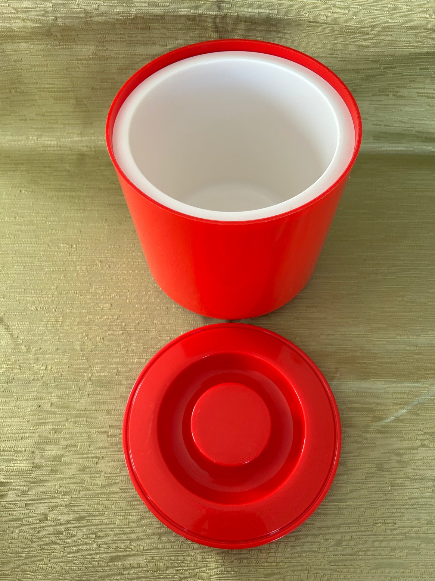 Vintage Retro 1980s Embee Ice Bucket with Lining Red