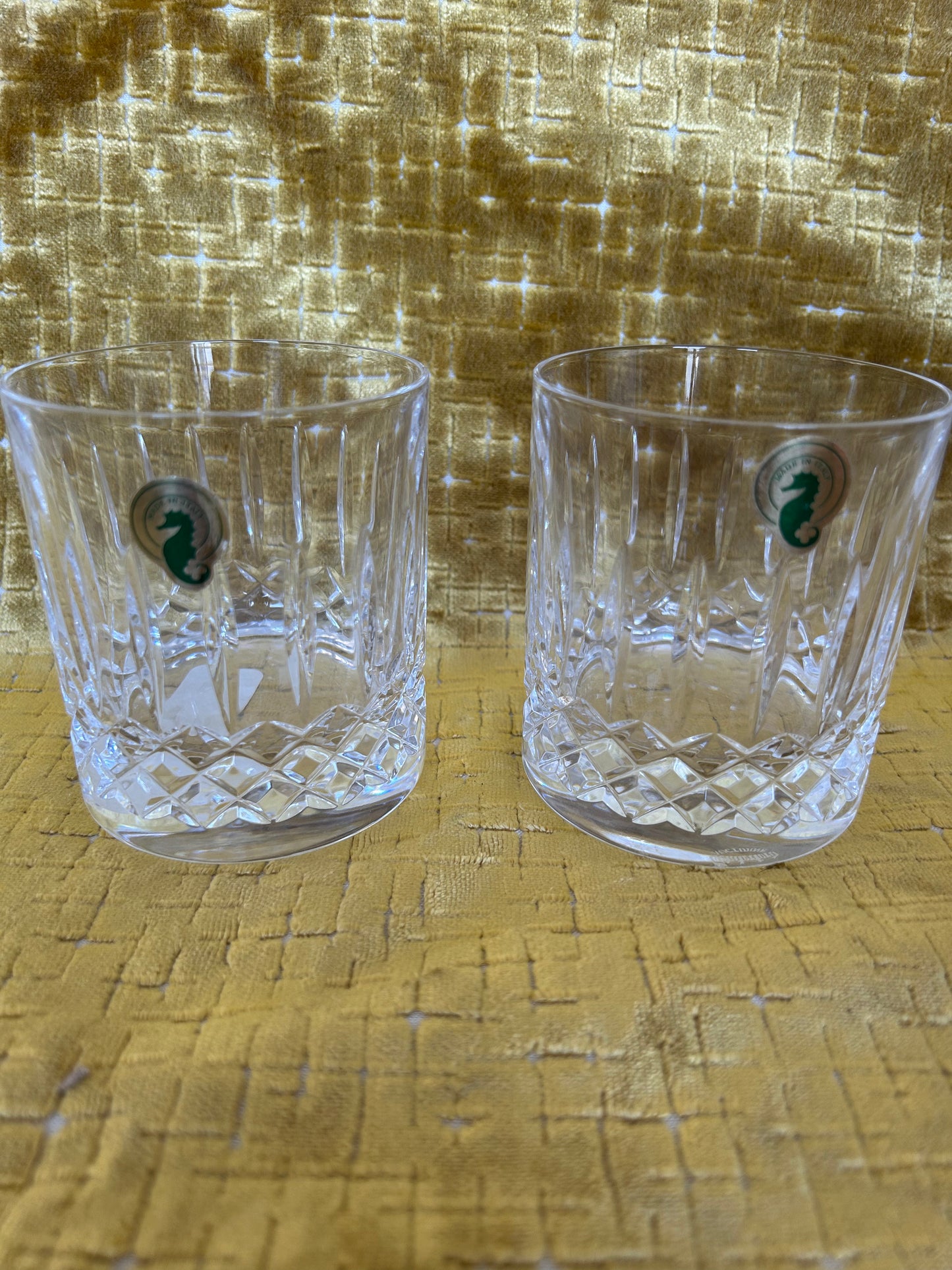 Rare Pair Of Waterford Crystal Nocturne Eclipse Whiskey Glasses With Original Box