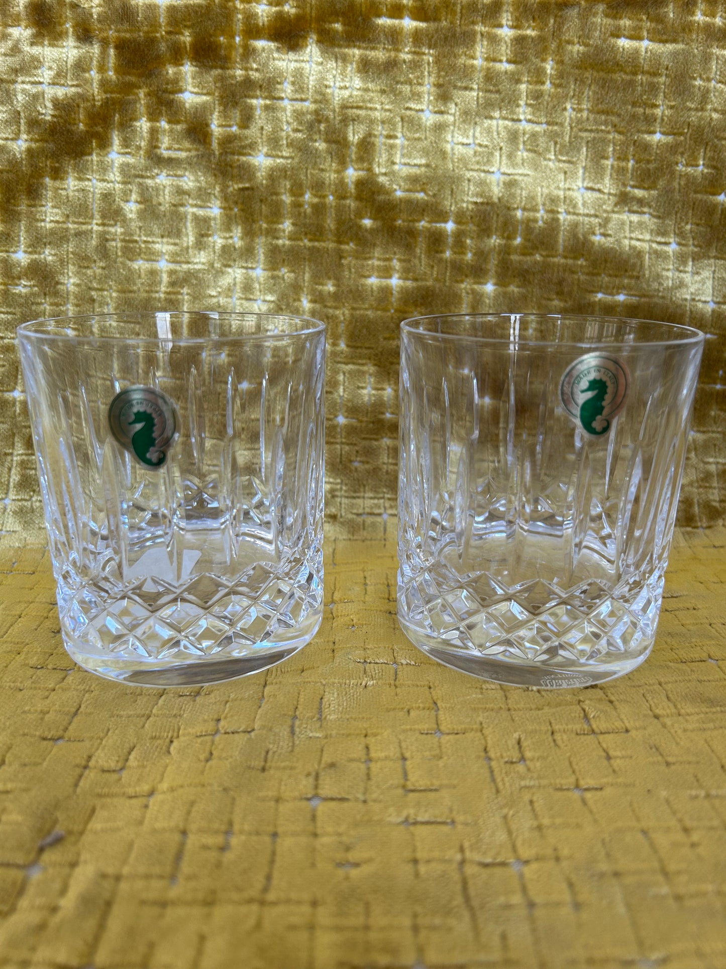 Rare Pair Of Waterford Crystal Nocturne Eclipse Whiskey Glasses With Original Box