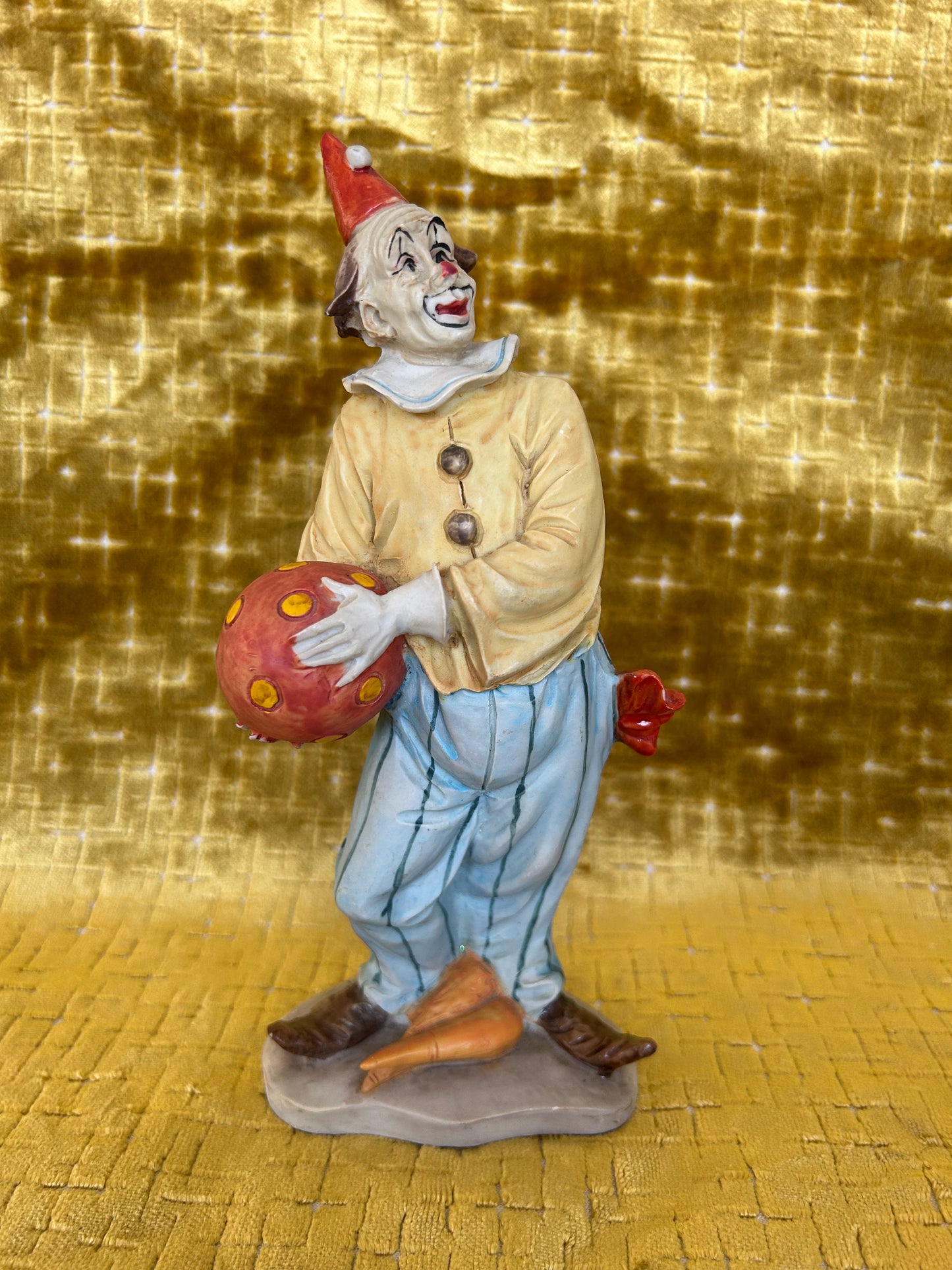 Vintage Pucci Clown Holding a Ball Resin Figurine