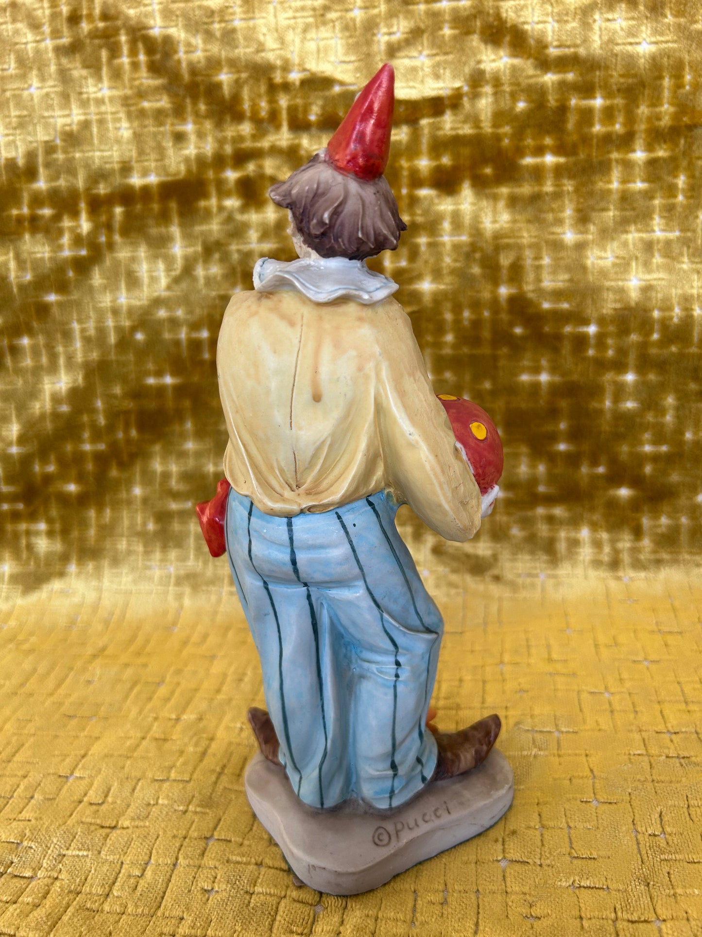 Vintage Pucci Clown Holding a Ball Resin Figurine