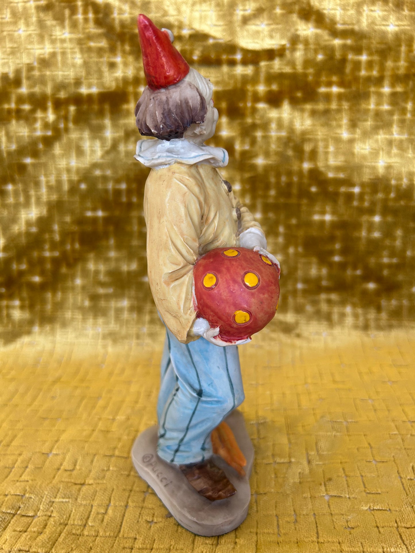 Vintage Pucci Clown Holding a Ball Resin Figurine