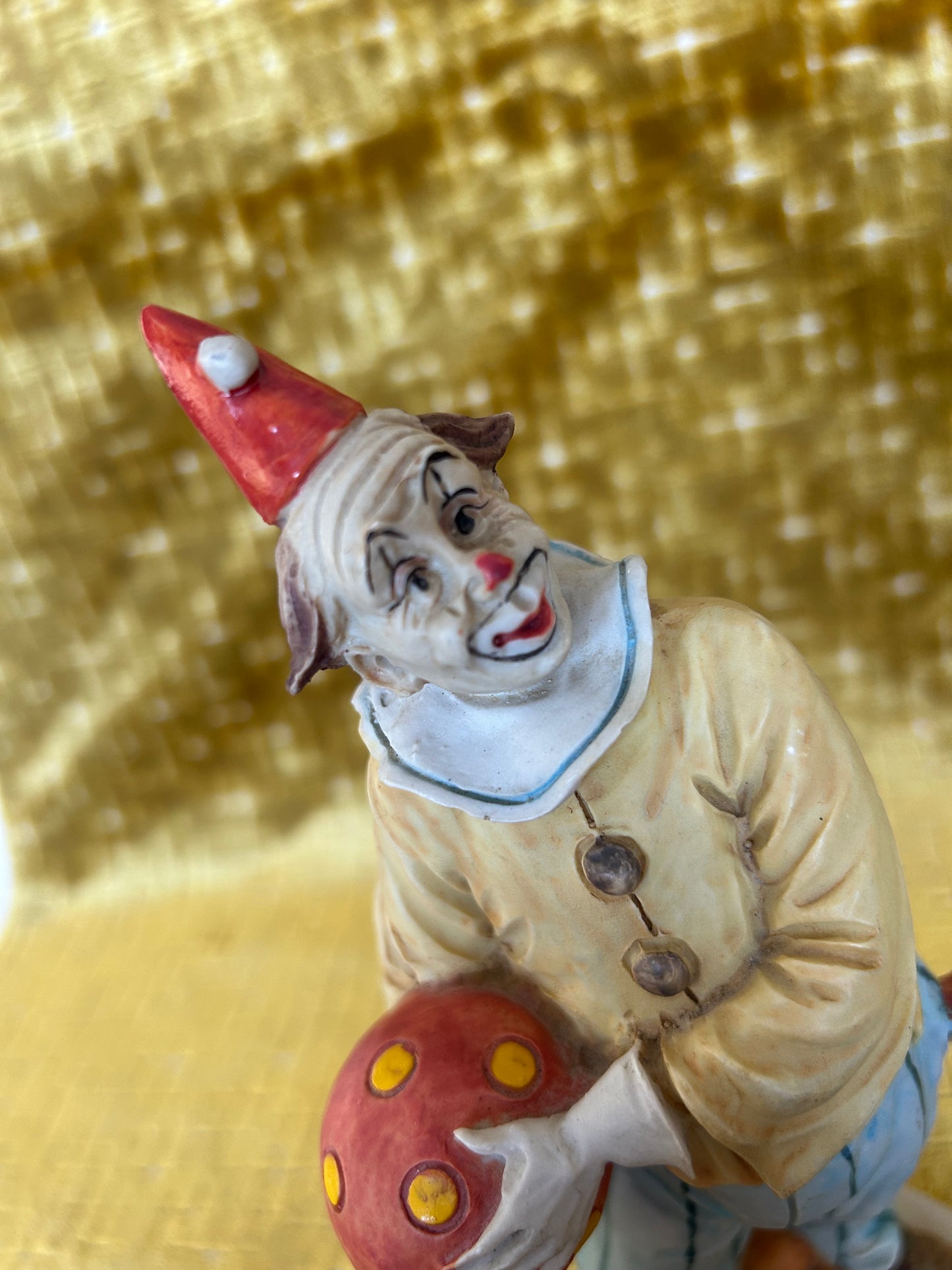 Vintage Pucci Clown Holding a Ball Resin Figurine