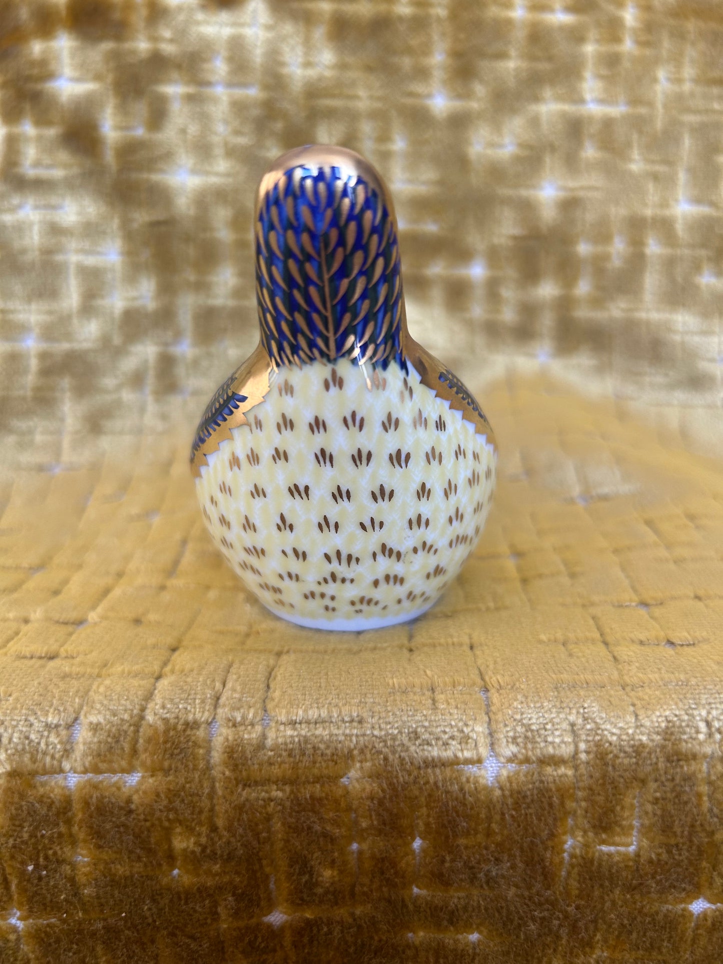 Royal Crown Derby Paperweight Blue Tit With Gold Stopper