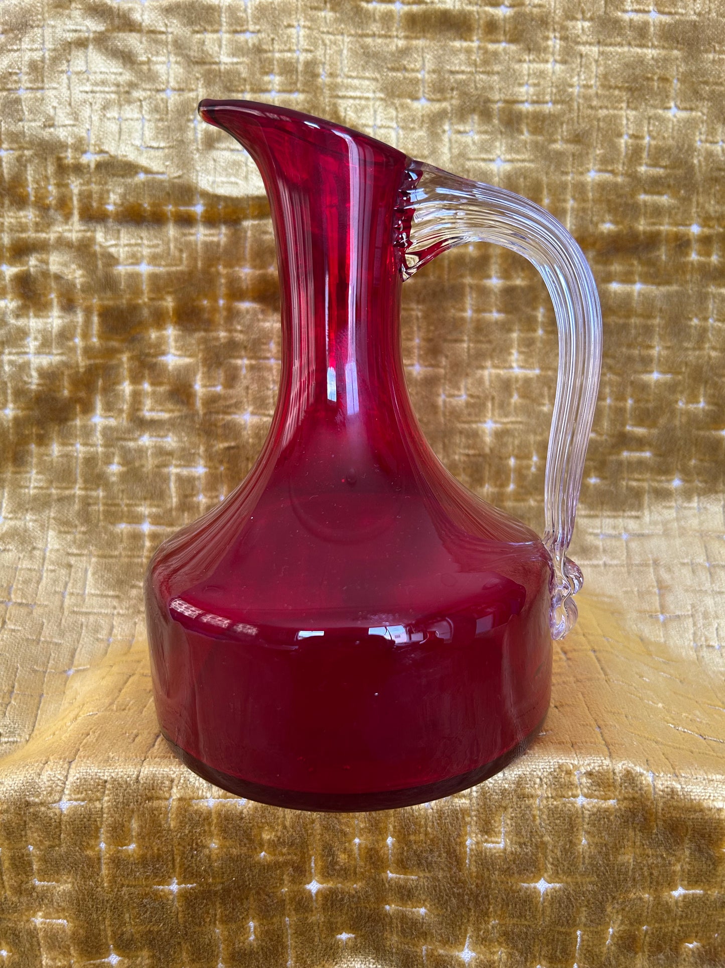 Whitefriars Ruby & Clear Glass Sparrow Beak Jug Large
