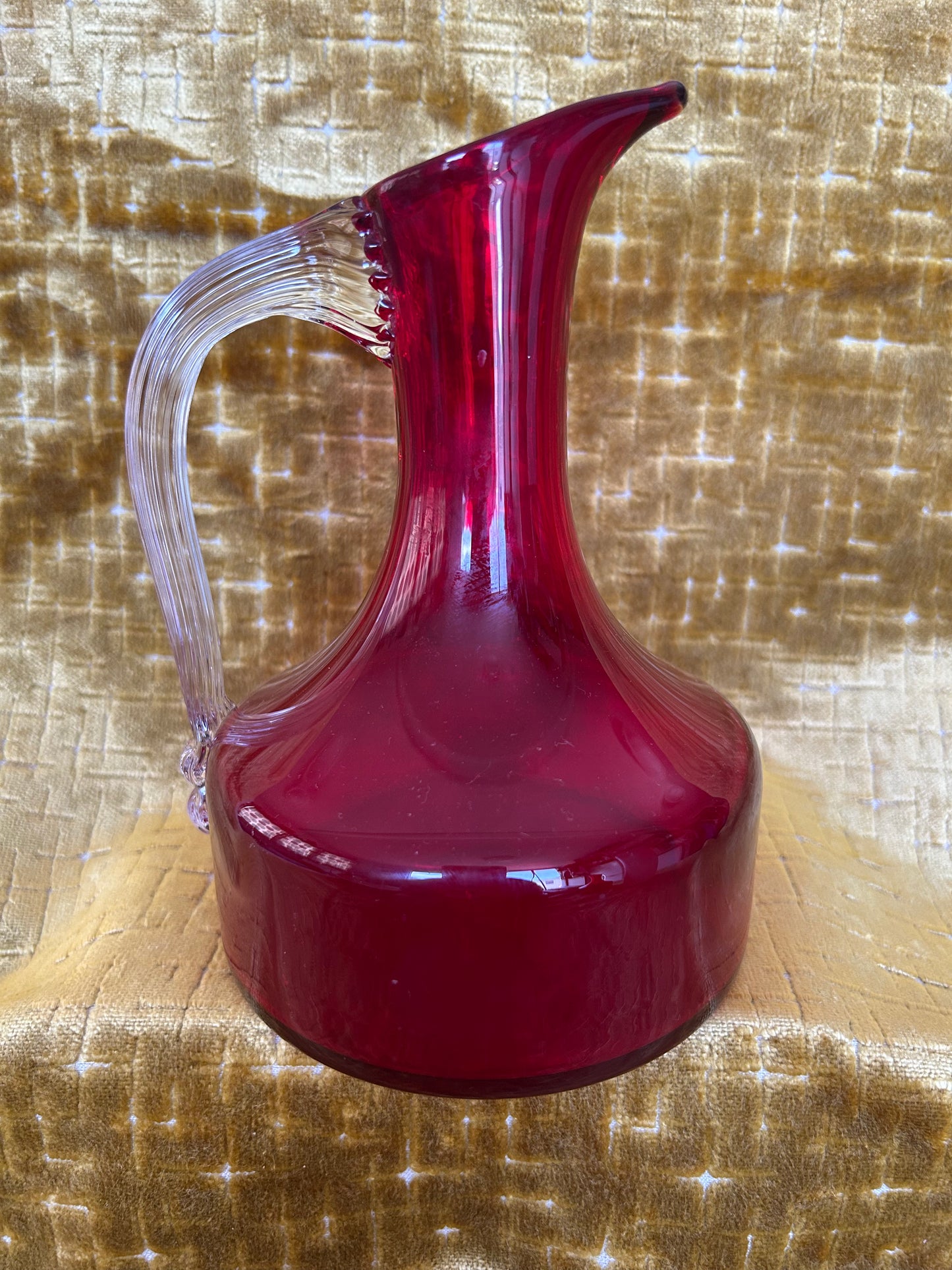 Whitefriars Ruby & Clear Glass Sparrow Beak Jug Large