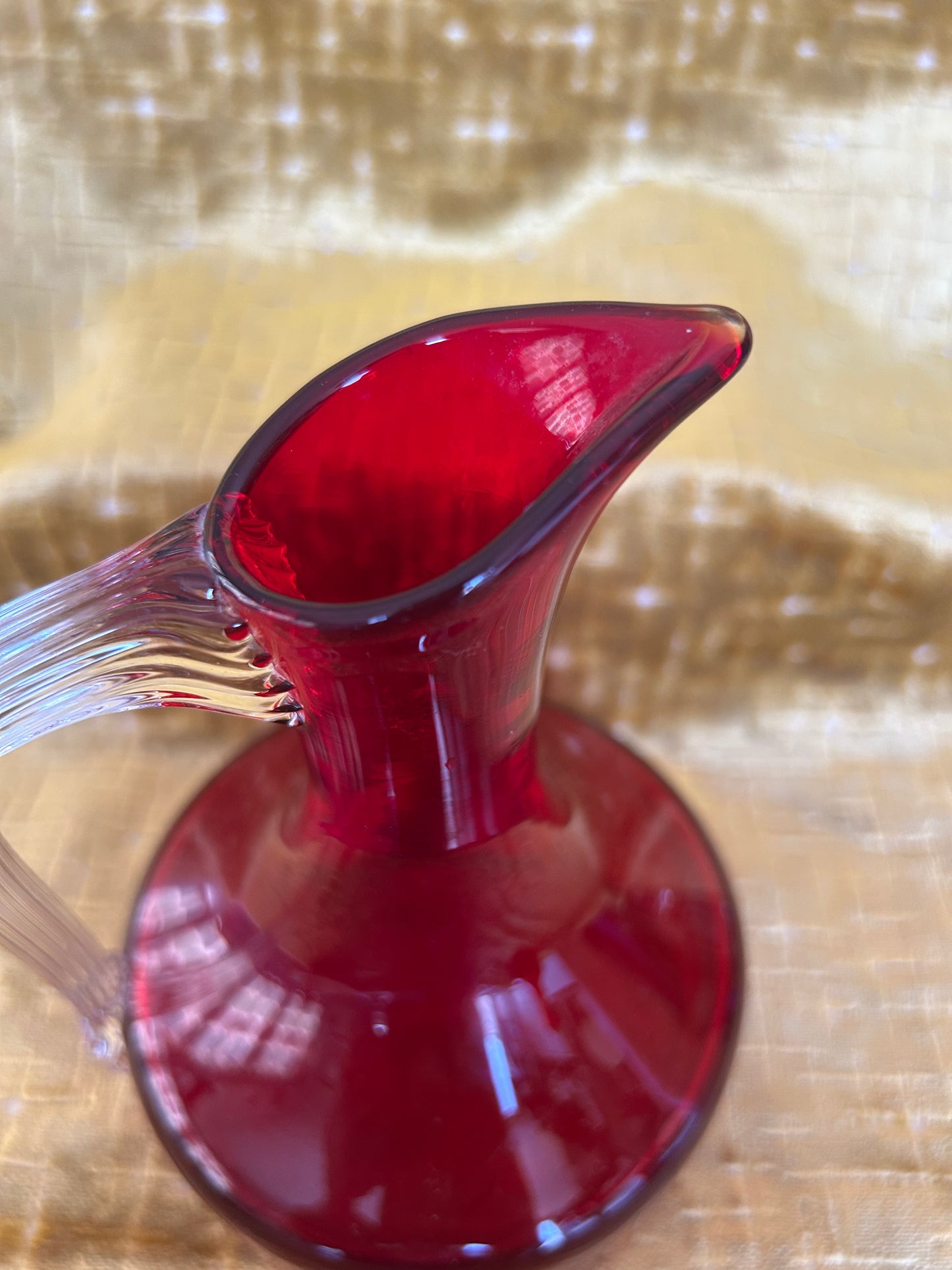 Whitefriars Ruby & Clear Glass Sparrow Beak Jug Large