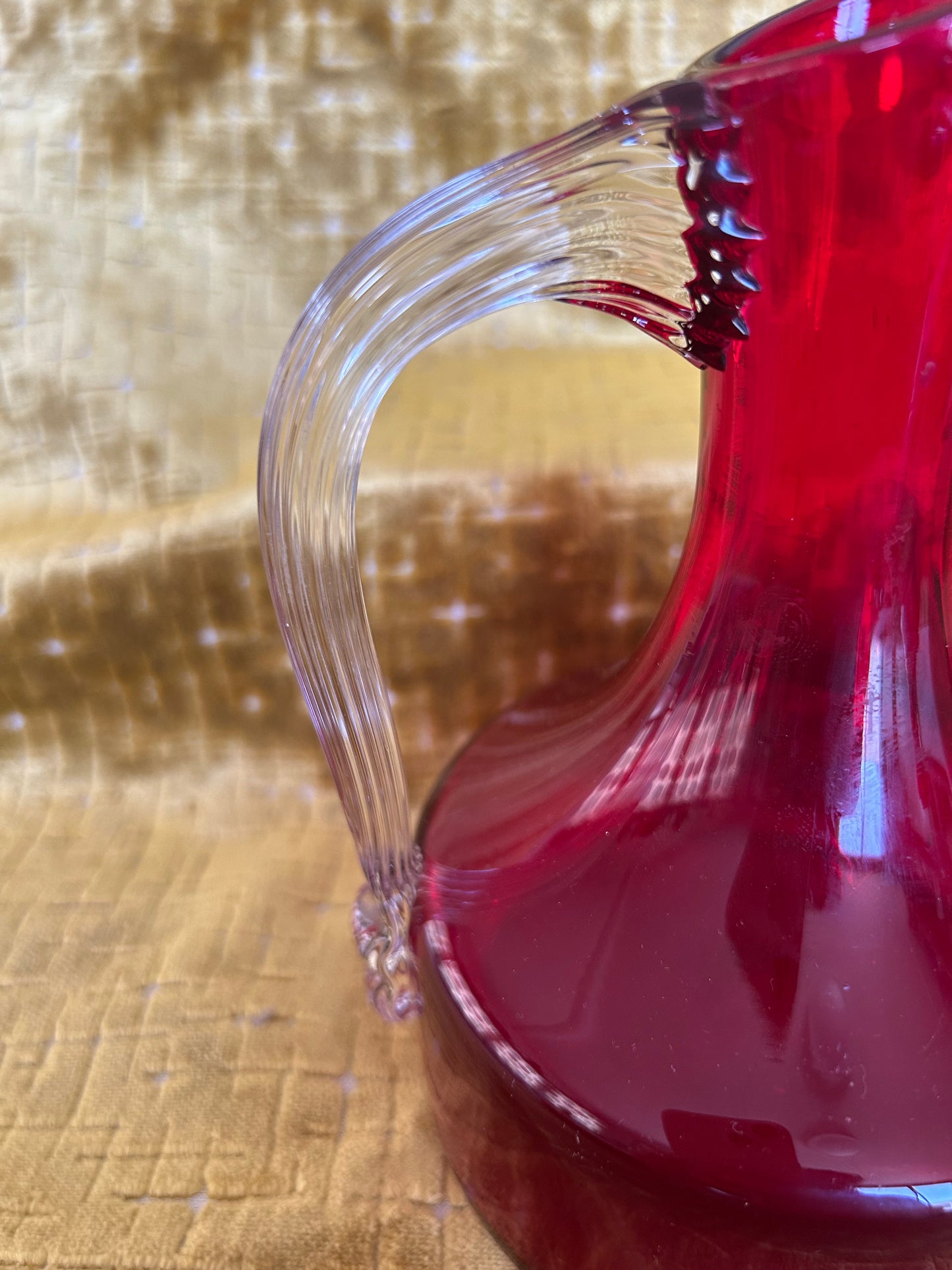 Whitefriars Ruby & Clear Glass Sparrow Beak Jug Large