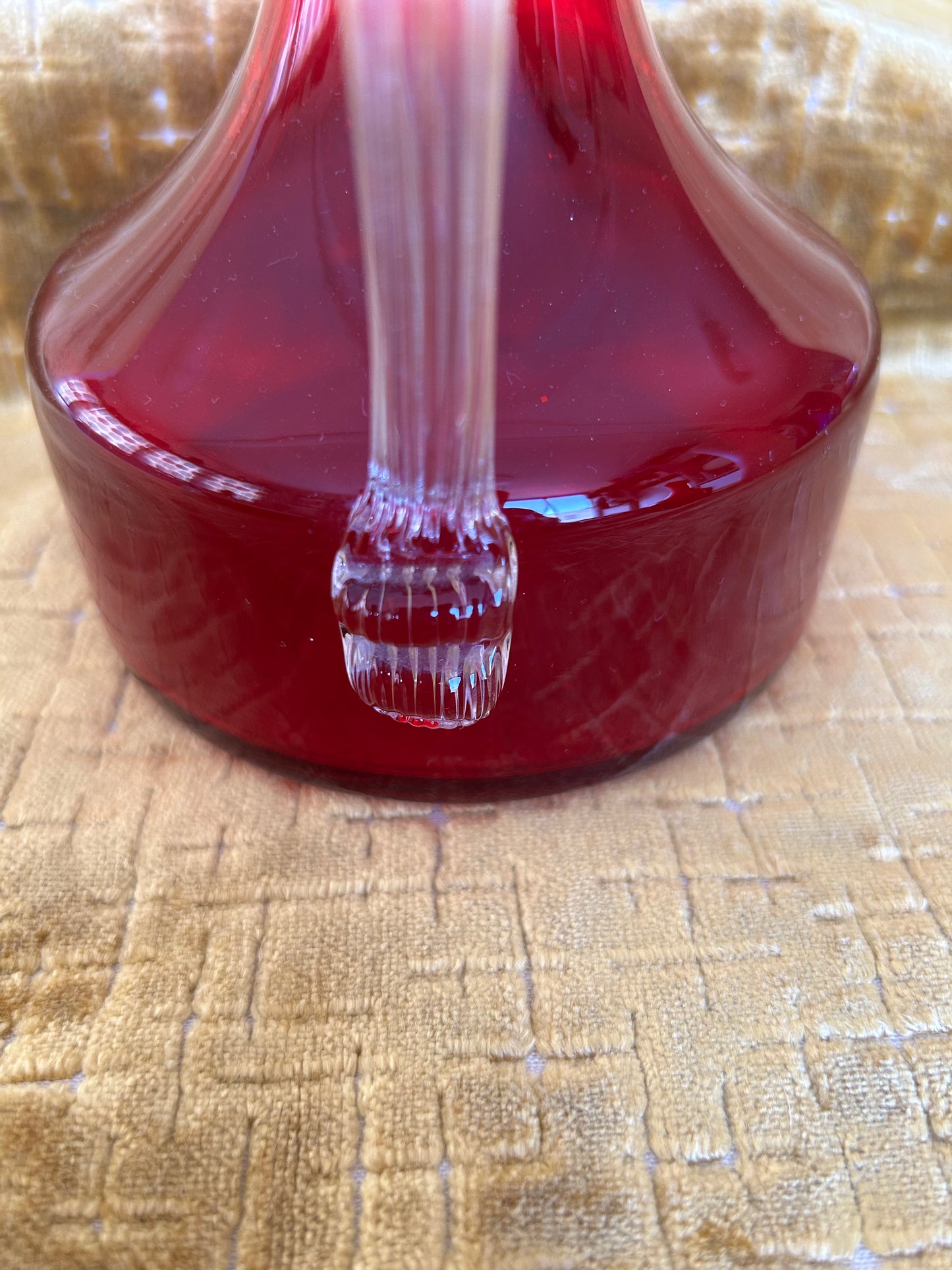 Whitefriars Ruby & Clear Glass Sparrow Beak Jug Large