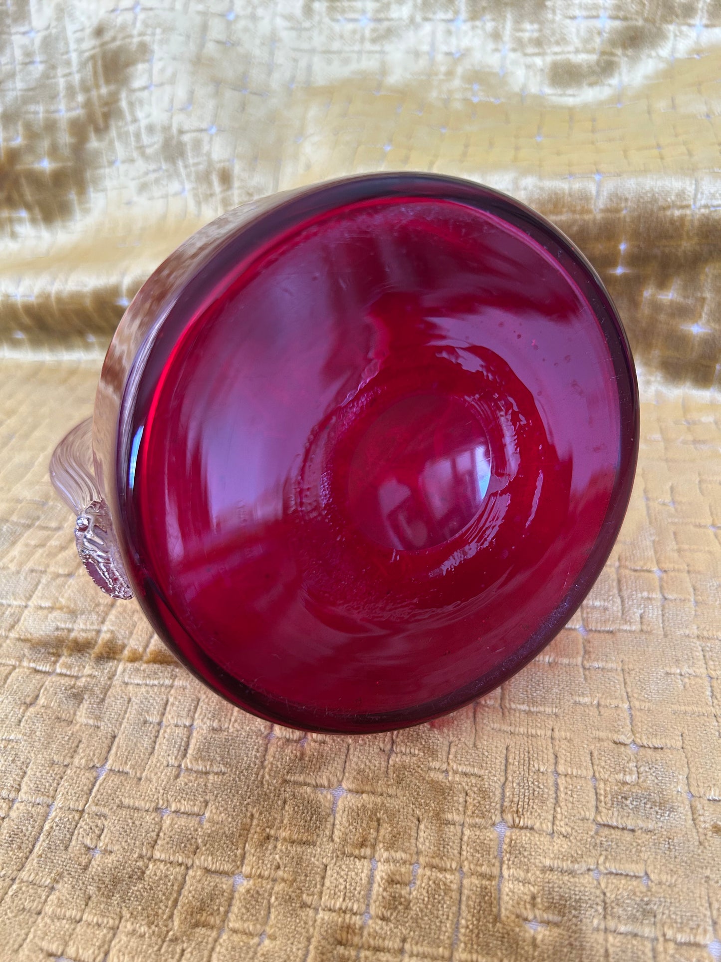 Whitefriars Ruby & Clear Glass Sparrow Beak Jug Large
