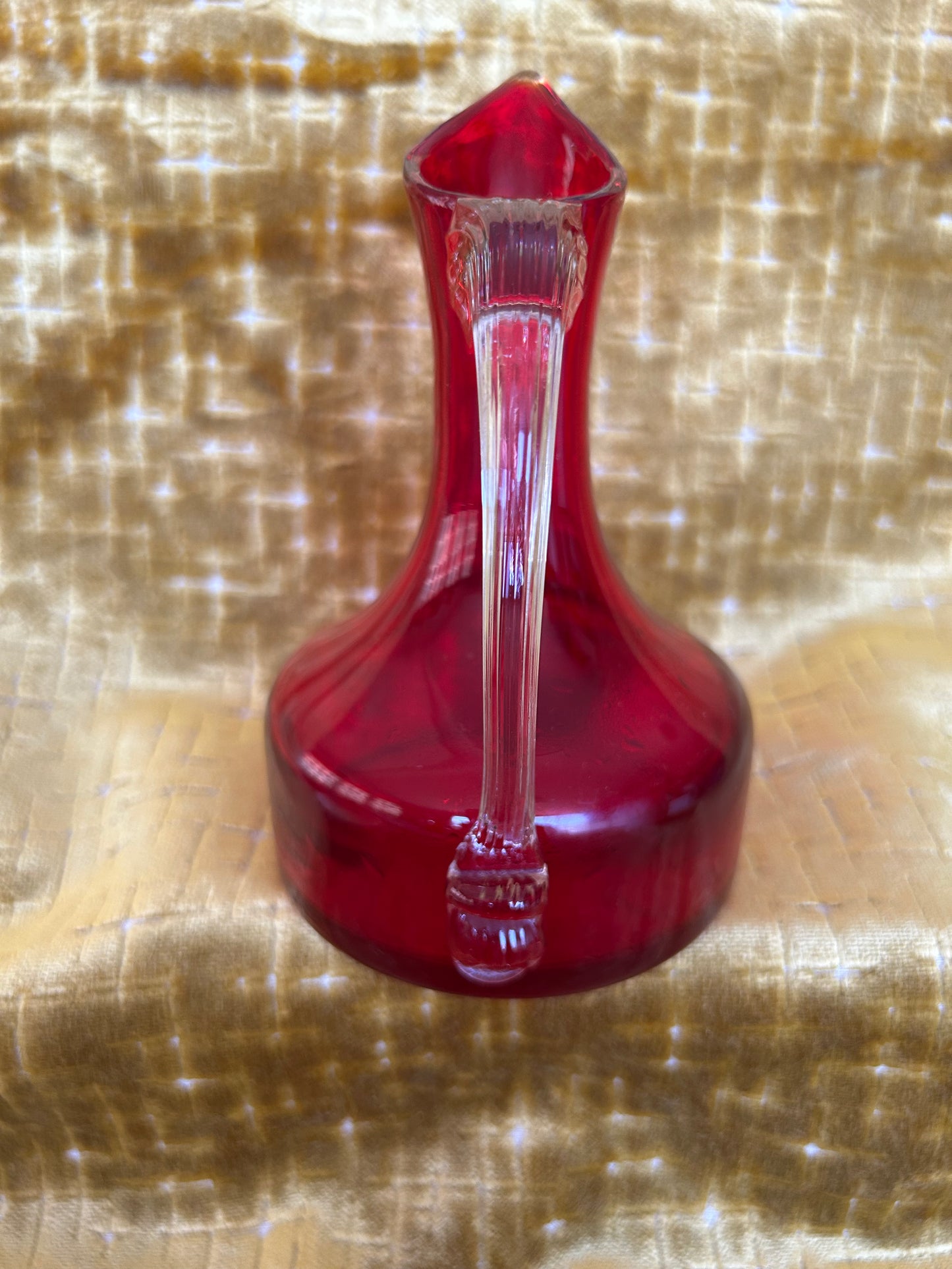 Whitefriars Ruby & Clear Glass Sparrow Beak Jug