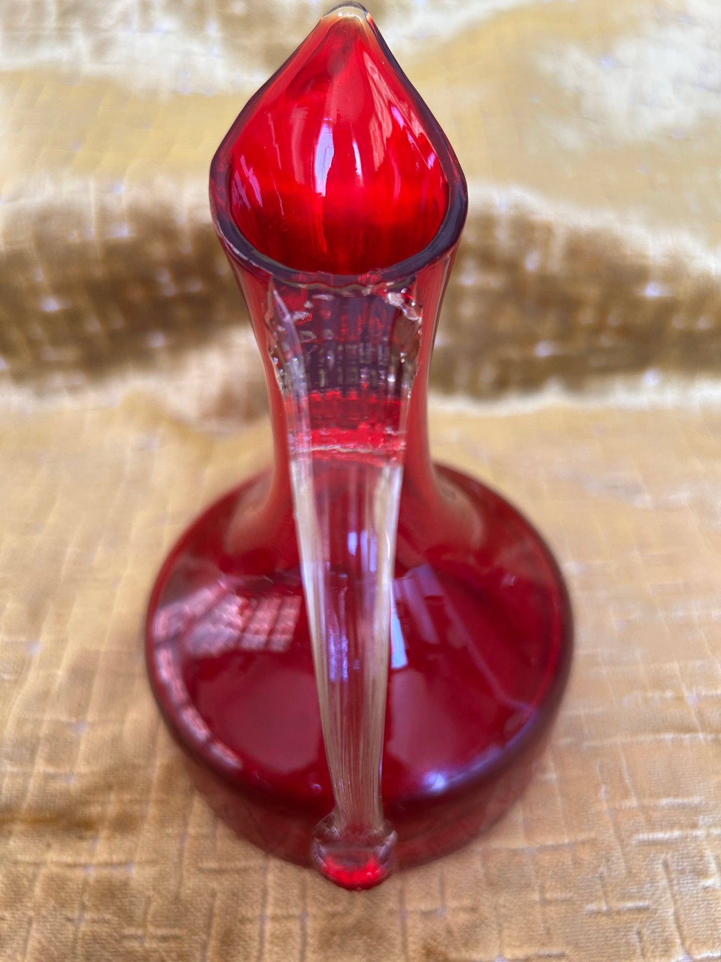 Whitefriars Ruby & Clear Glass Sparrow Beak Jug