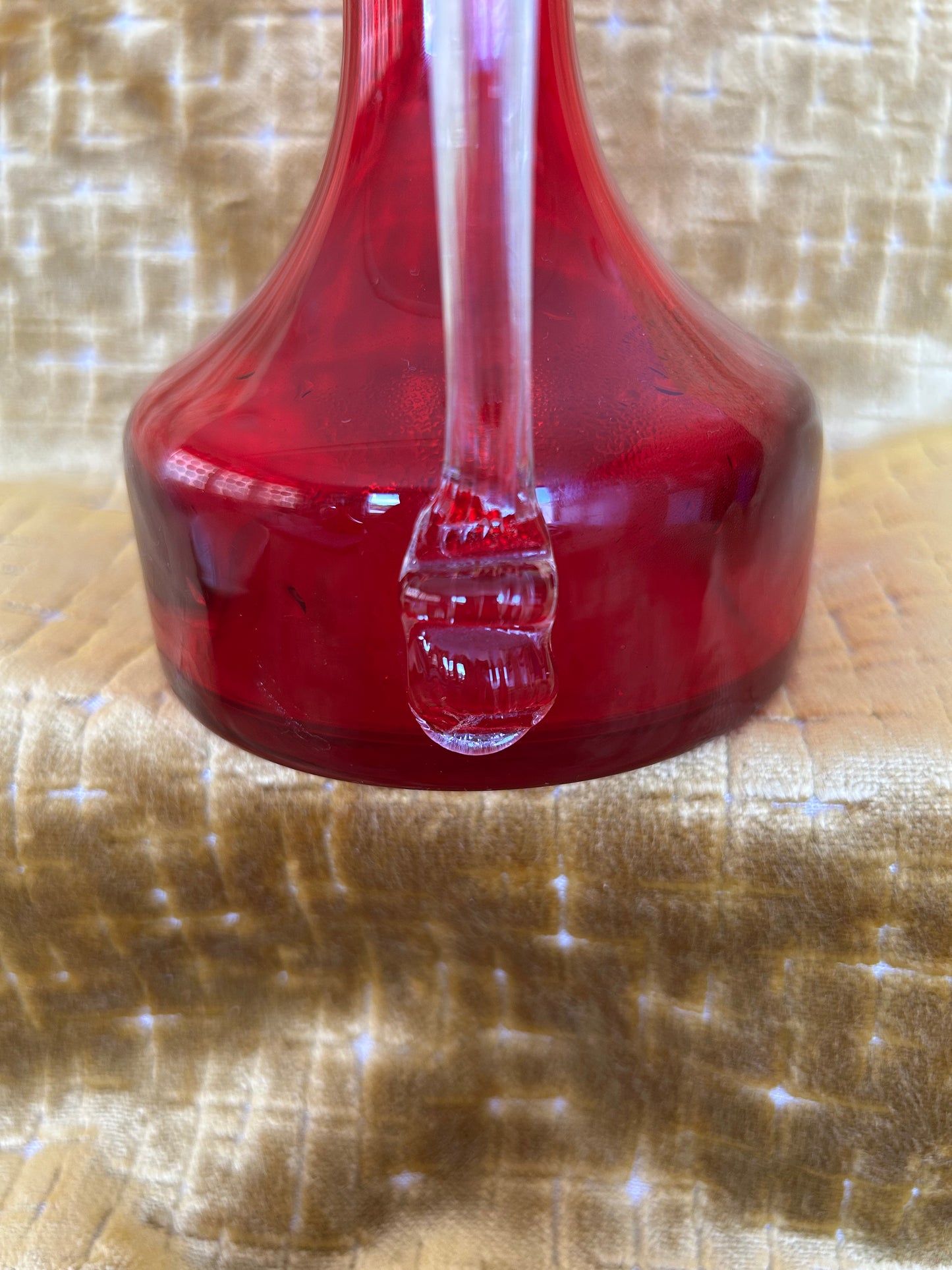 Whitefriars Ruby & Clear Glass Sparrow Beak Jug