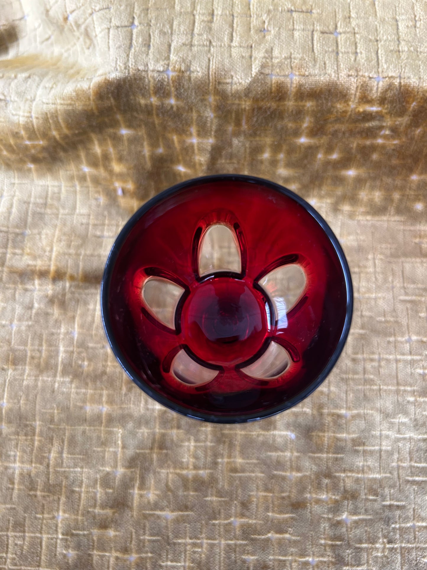 6 Vintage Retro Ruby Red Cristal D'Arques Gothic Arch Stemmed Wine Glasses