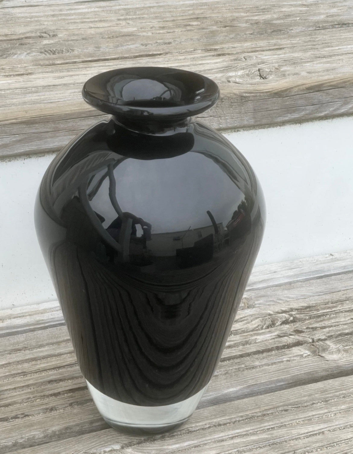 Vintage Murano Paolo Venini Vase Large Black Glass Venice 1950’s Mid Century