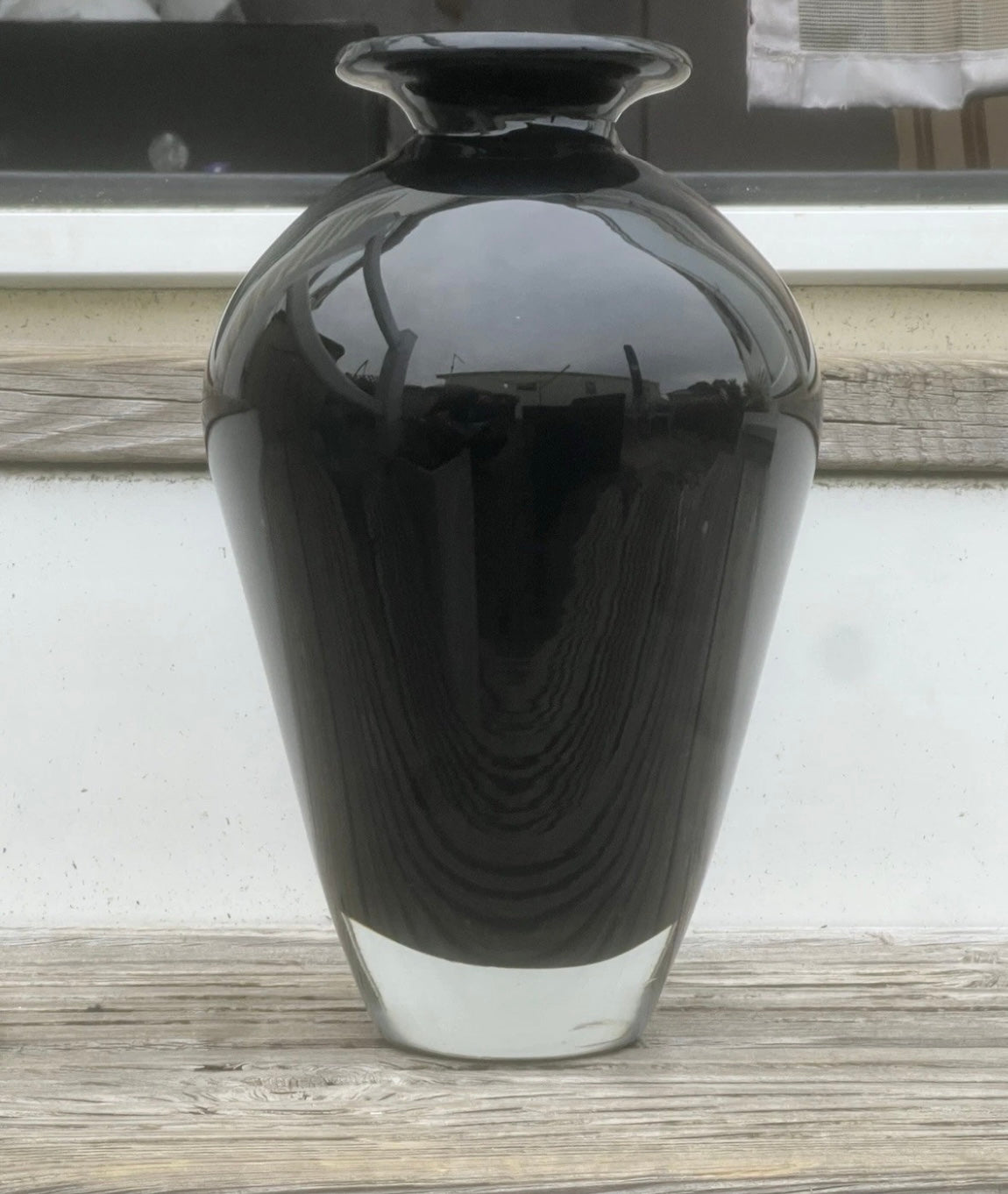 Vintage Murano Paolo Venini Vase Large Black Glass Venice 1950’s Mid Century