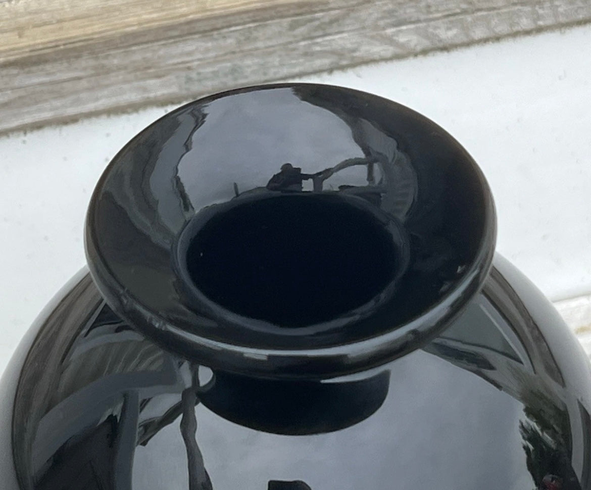 Vintage Murano Paolo Venini Vase Large Black Glass Venice 1950’s Mid Century
