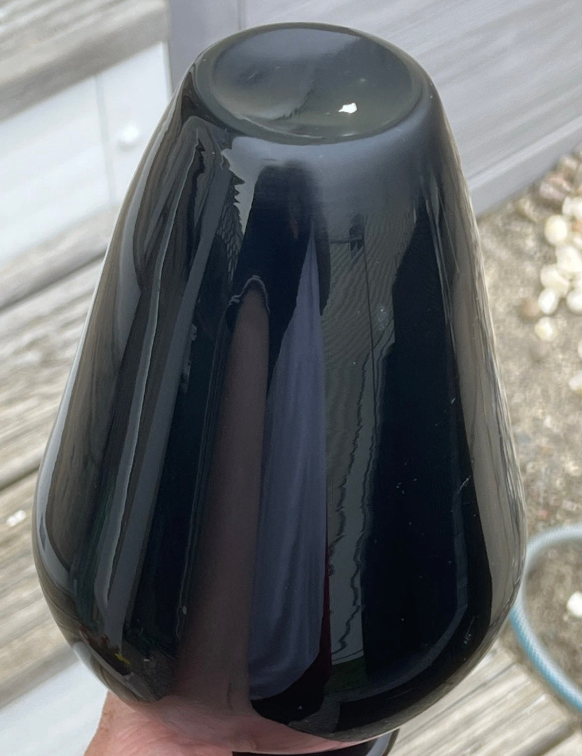 Vintage Murano Paolo Venini Vase Large Black Glass Venice 1950’s Mid Century