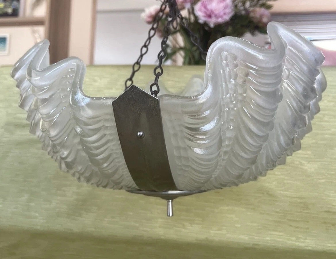 Vintage Clam Shell Ceiling Pendant Lamp Light Shade Art Deco 1920/1930’s