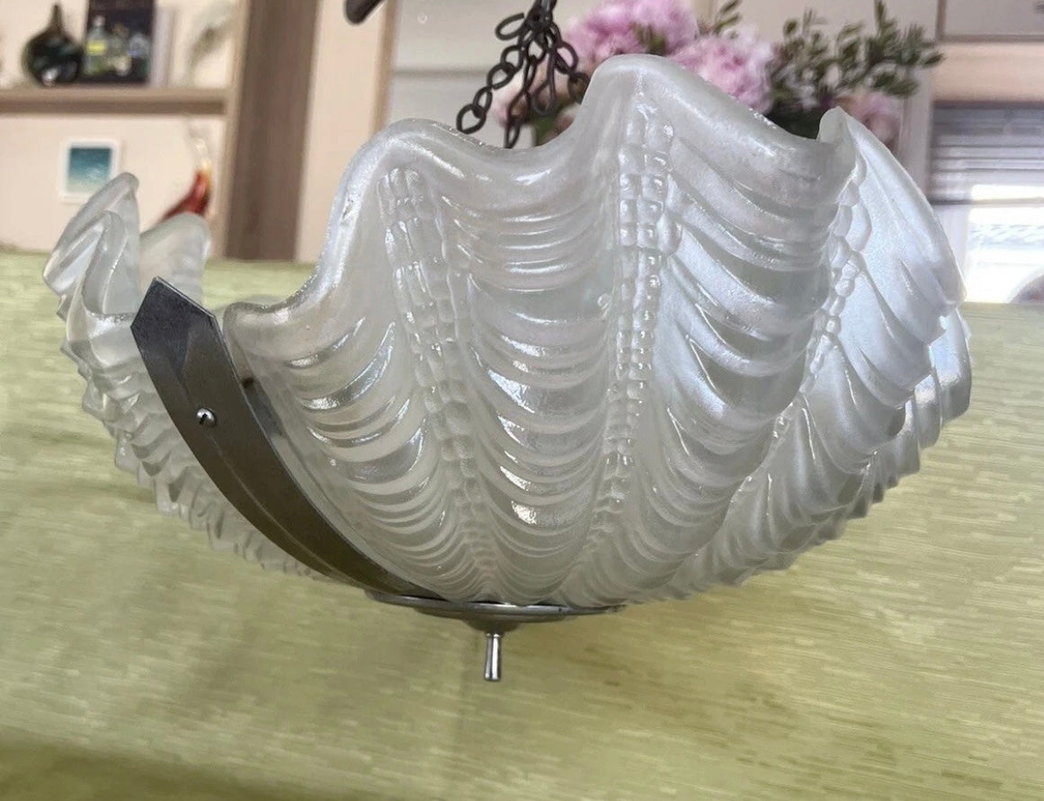 Vintage Clam Shell Ceiling Pendant Lamp Light Shade Art Deco 1920/1930’s