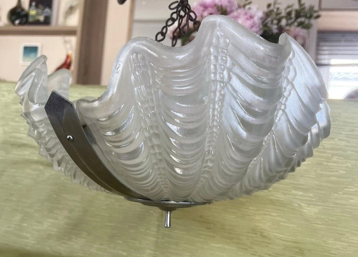 Vintage Clam Shell Ceiling Pendant Lamp Light Shade Art Deco 1920/1930’s