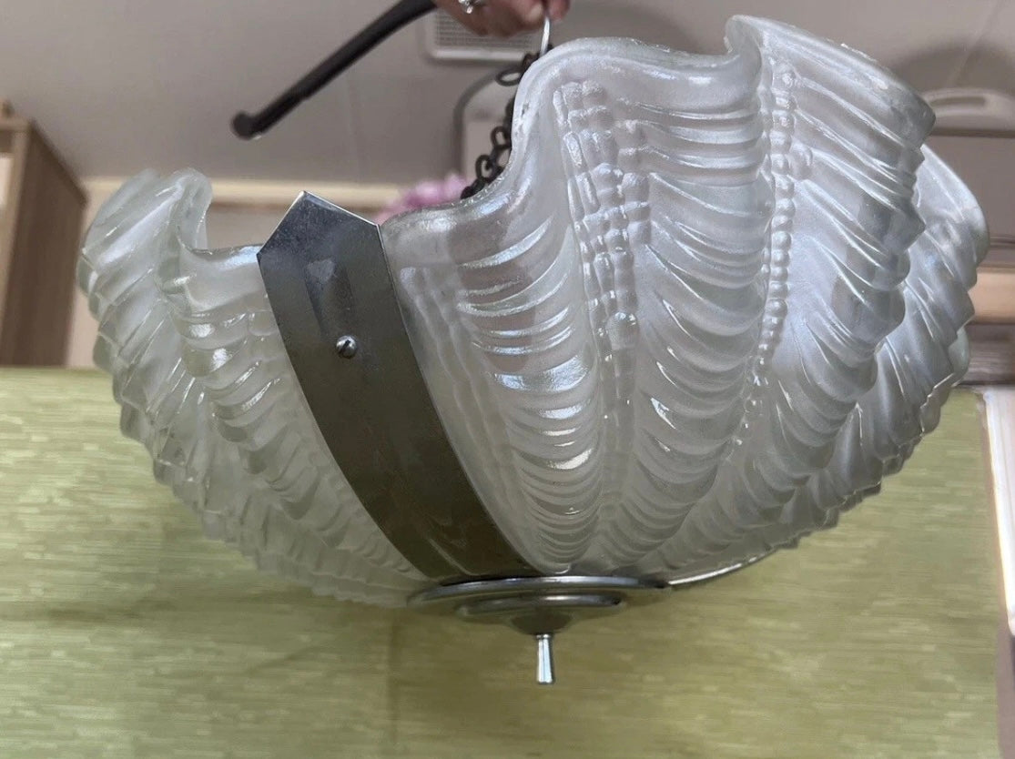 Vintage Clam Shell Ceiling Pendant Lamp Light Shade Art Deco 1920/1930’s