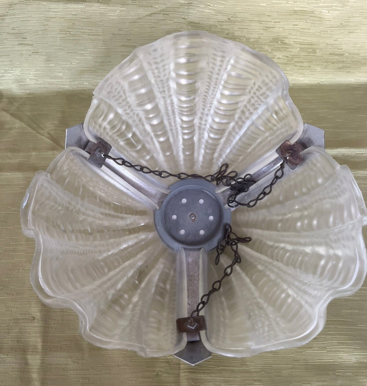 Vintage Clam Shell Ceiling Pendant Lamp Light Shade Art Deco 1920/1930’s