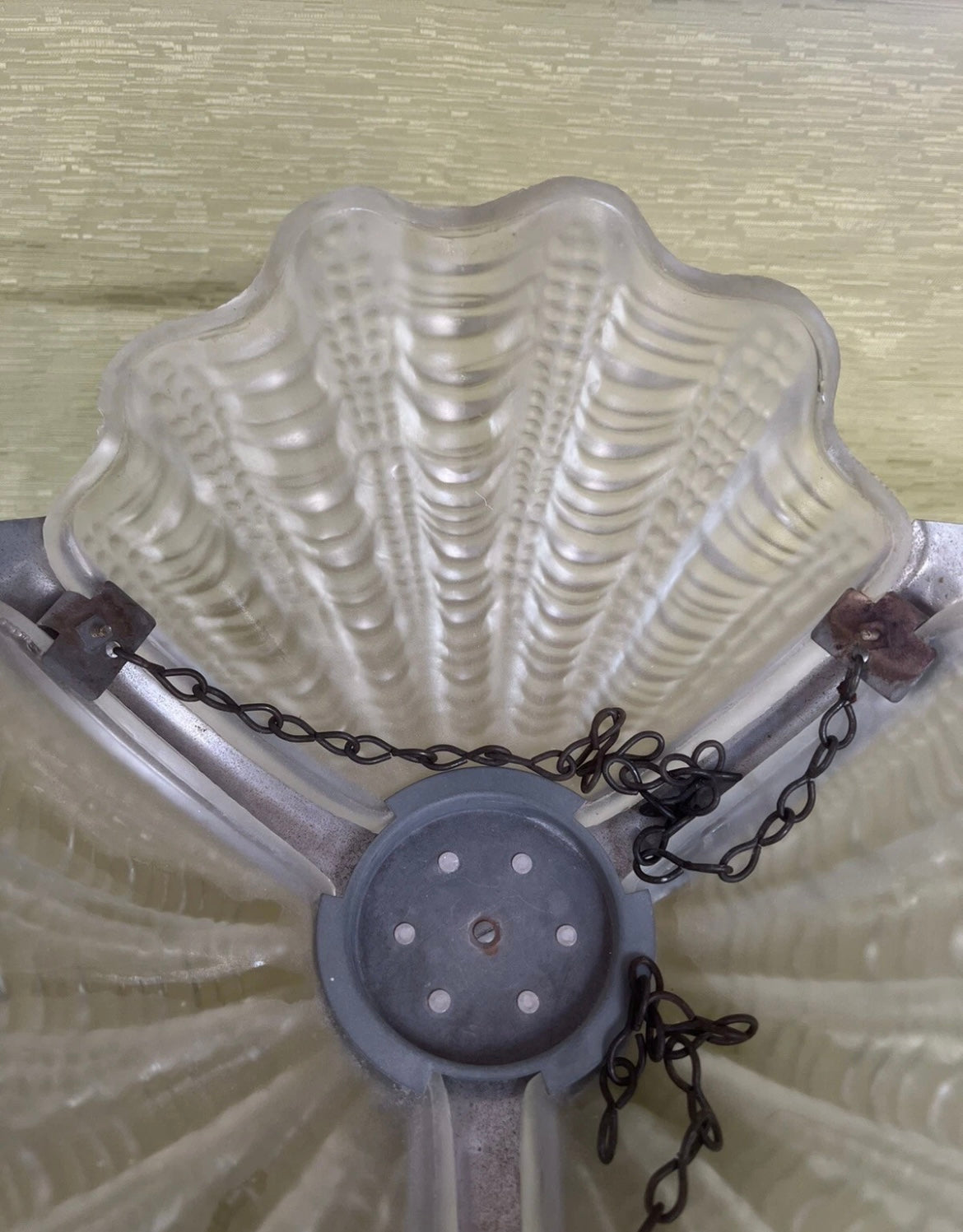 Vintage Clam Shell Ceiling Pendant Lamp Light Shade Art Deco 1920/1930’s