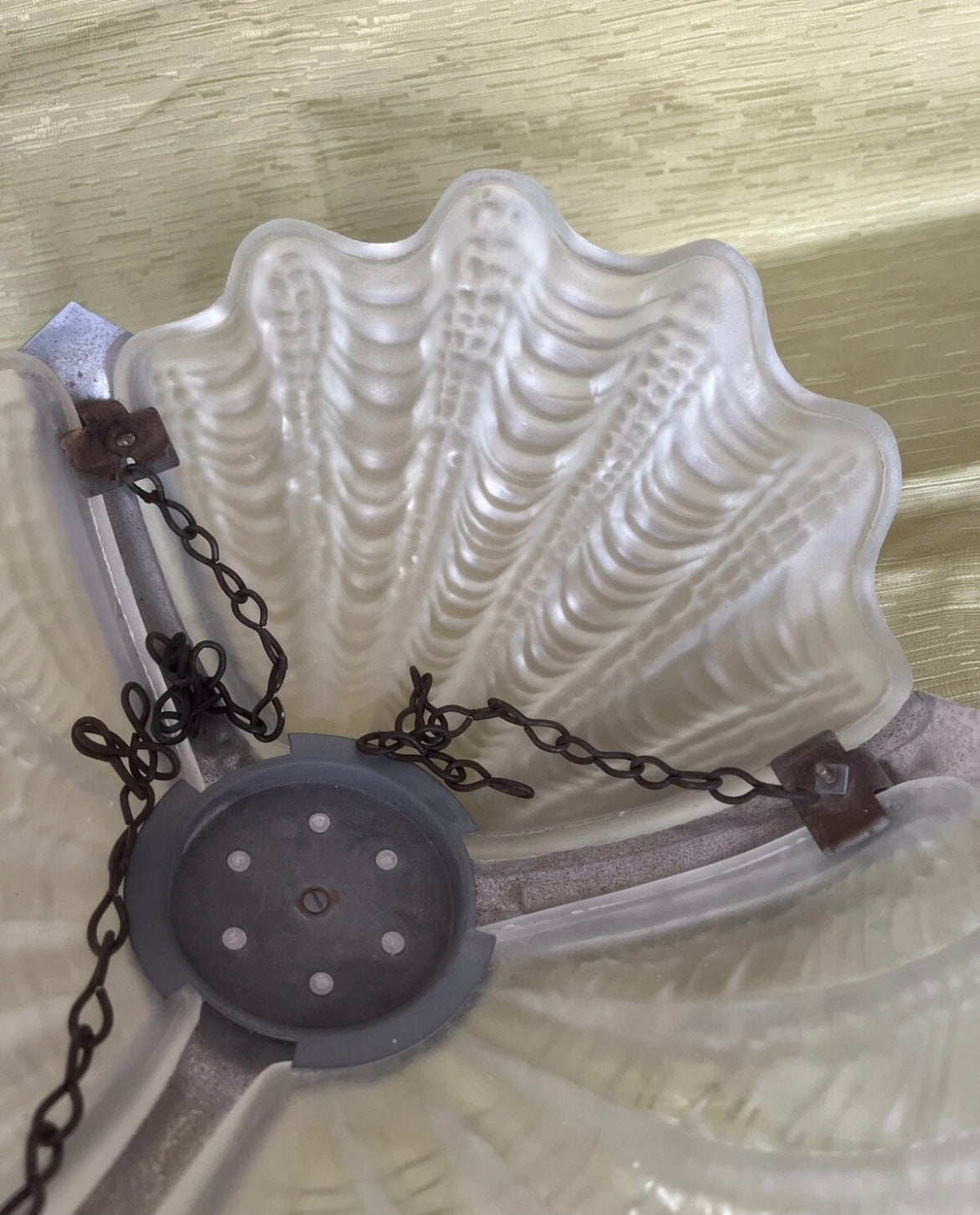 Vintage Clam Shell Ceiling Pendant Lamp Light Shade Art Deco 1920/1930’s