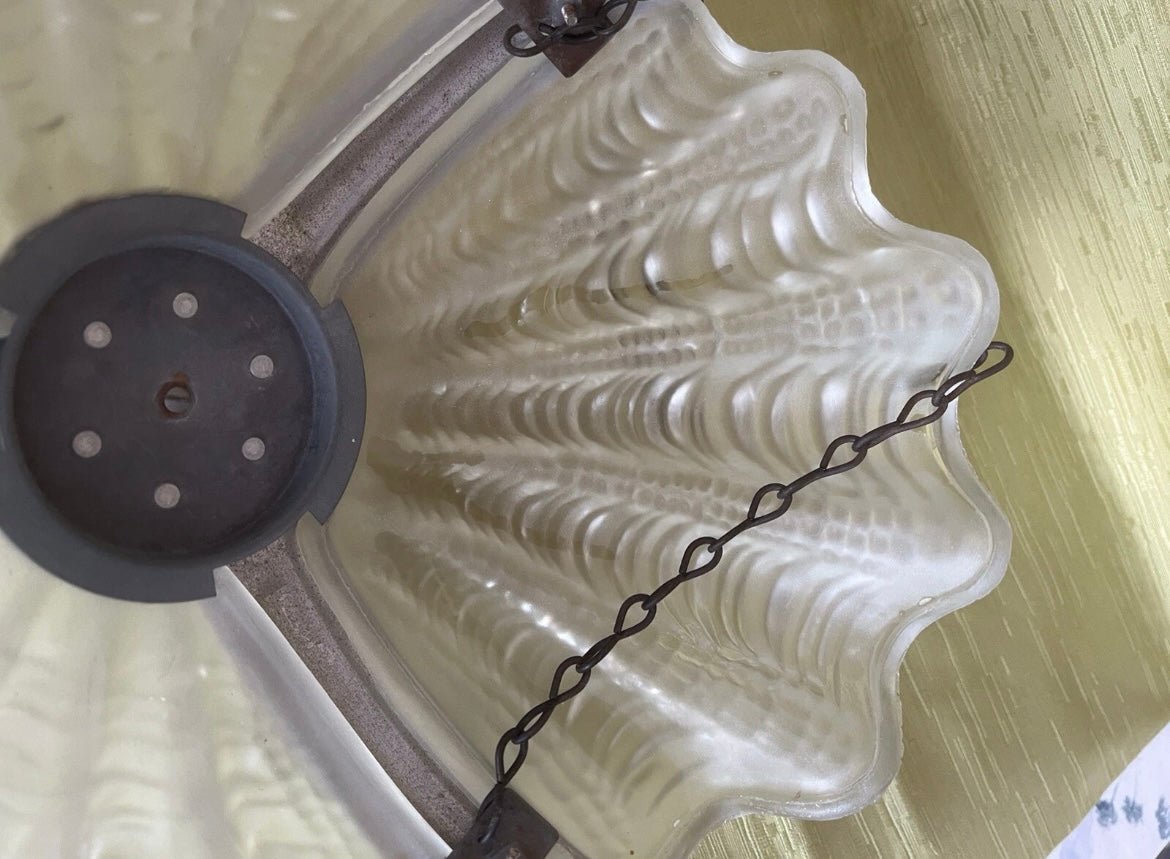 Vintage Clam Shell Ceiling Pendant Lamp Light Shade Art Deco 1920/1930’s