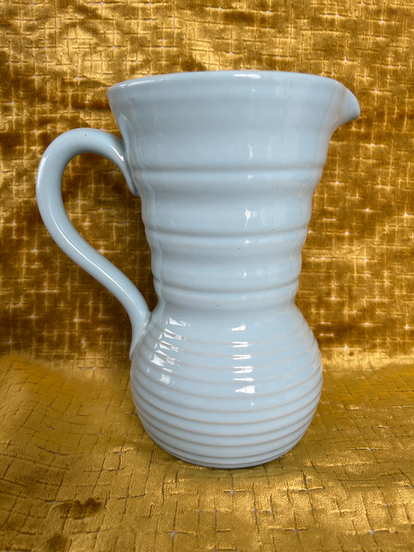 Lovatts Vintage Ceramic Ribbed Jug Pitcher In Pale Blue