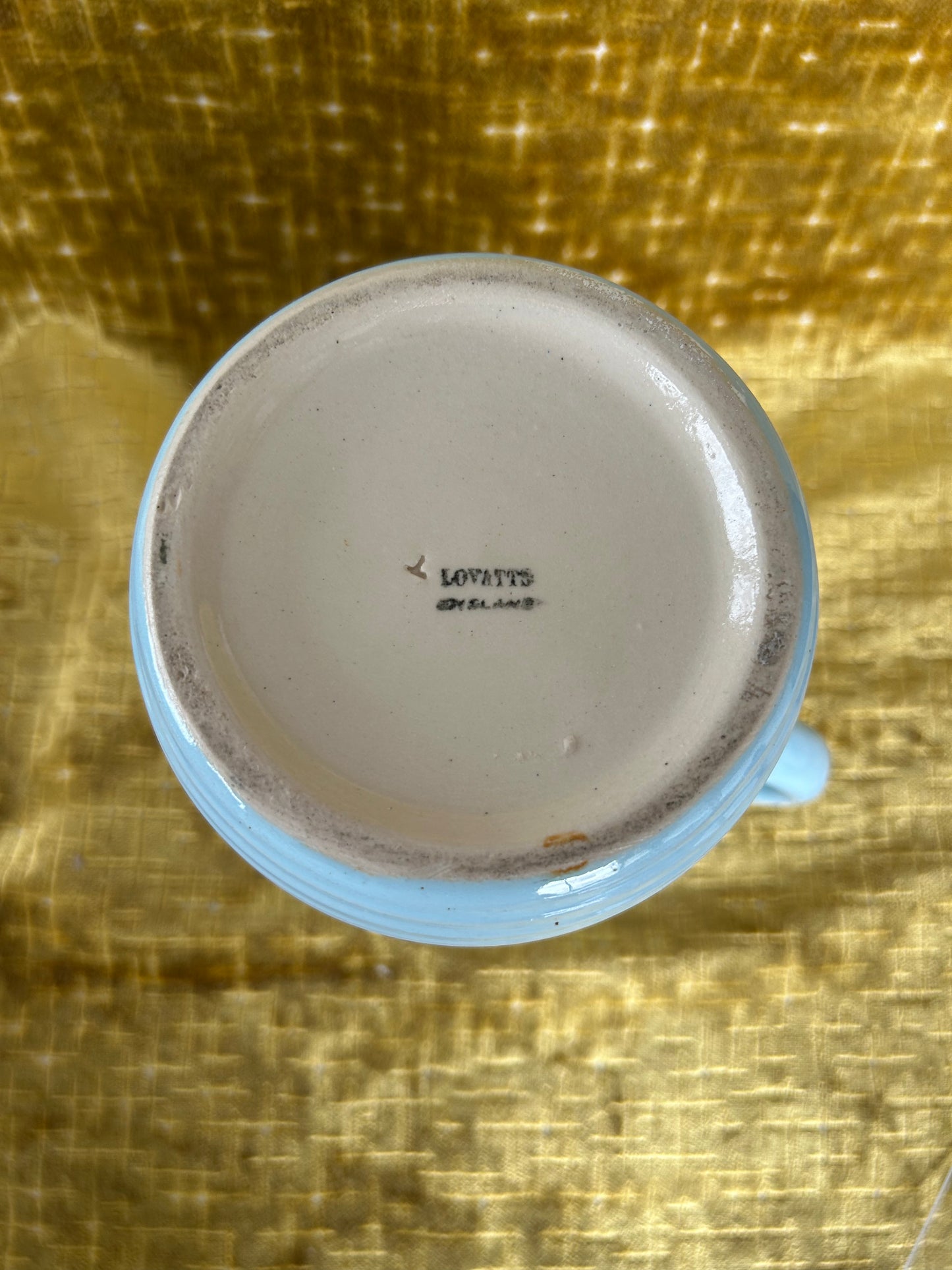 Lovatts Vintage Ceramic Ribbed Jug Pitcher In Pale Blue