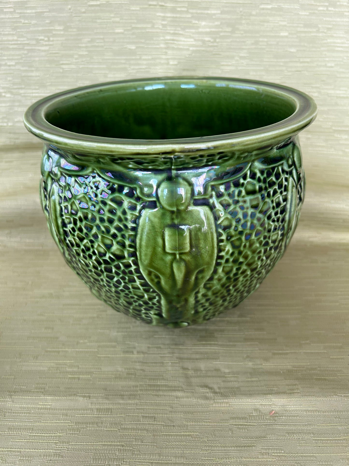 Green Antique Thomas Forester Art Nouveau Majolica Jardinière Florence