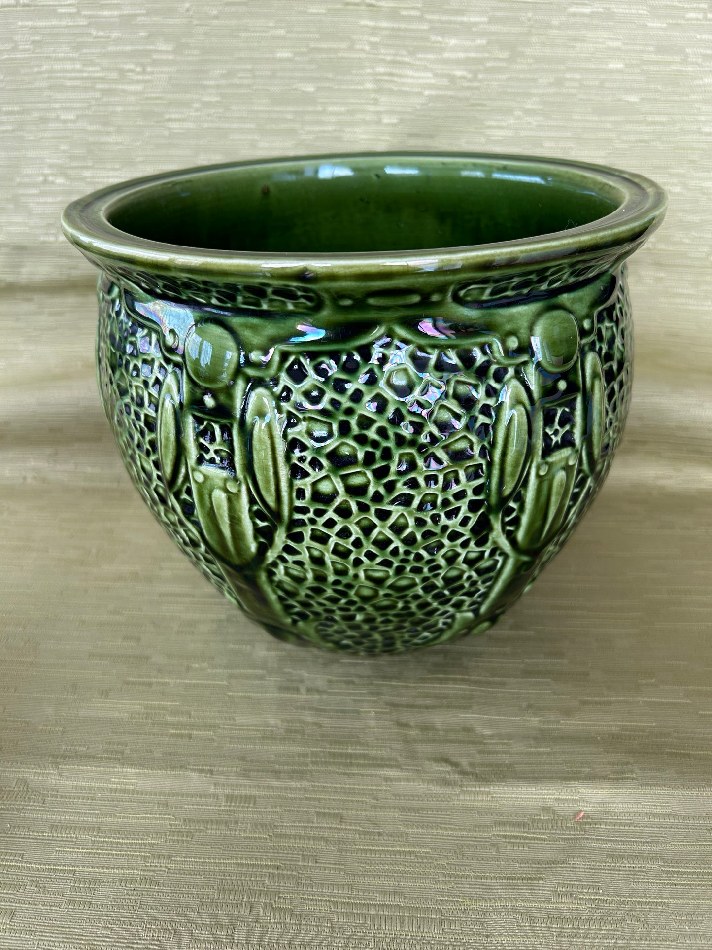 Green Antique Thomas Forester Art Nouveau Majolica Jardinière Florence