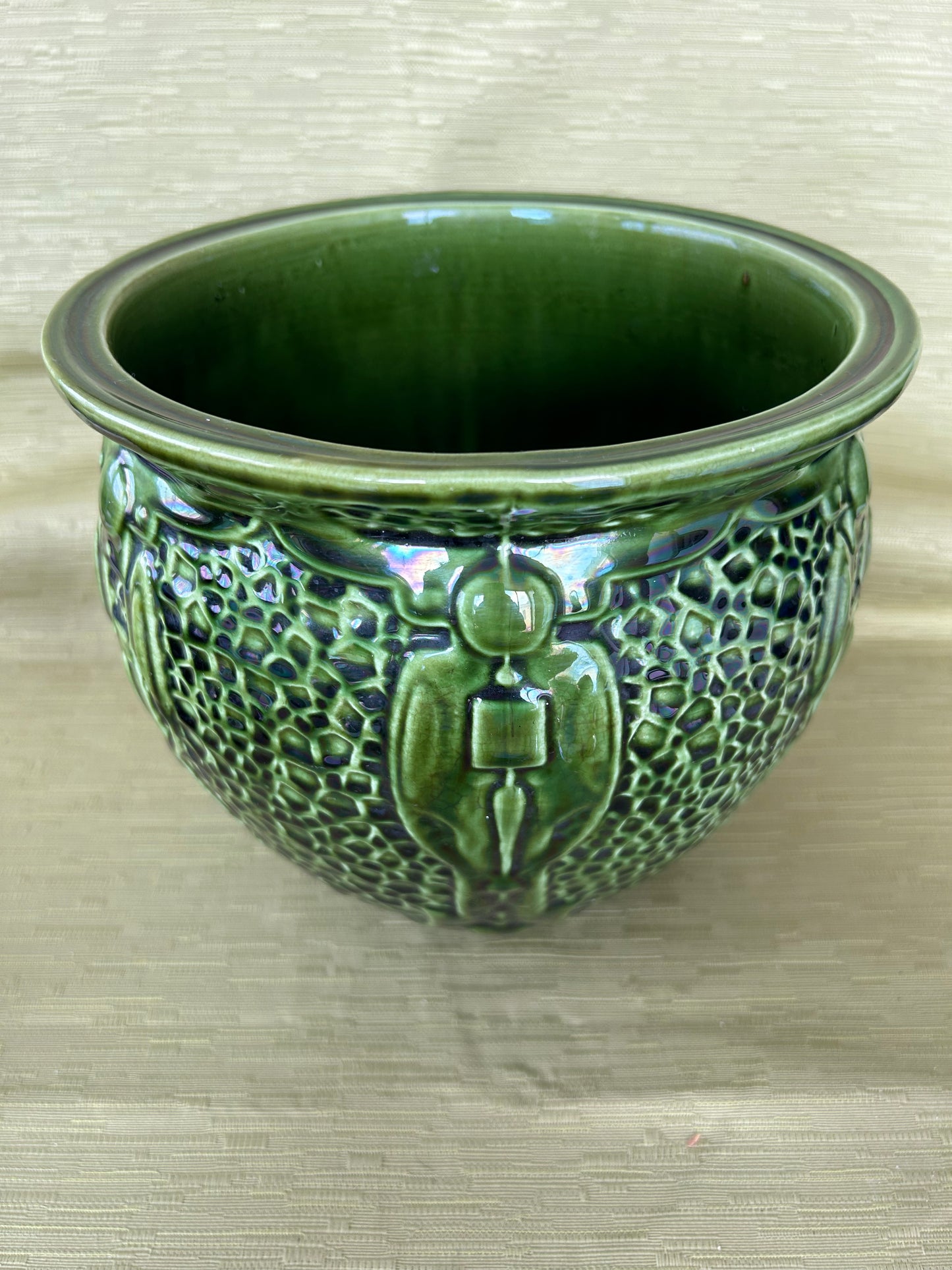 Green Antique Thomas Forester Art Nouveau Majolica Jardinière Florence