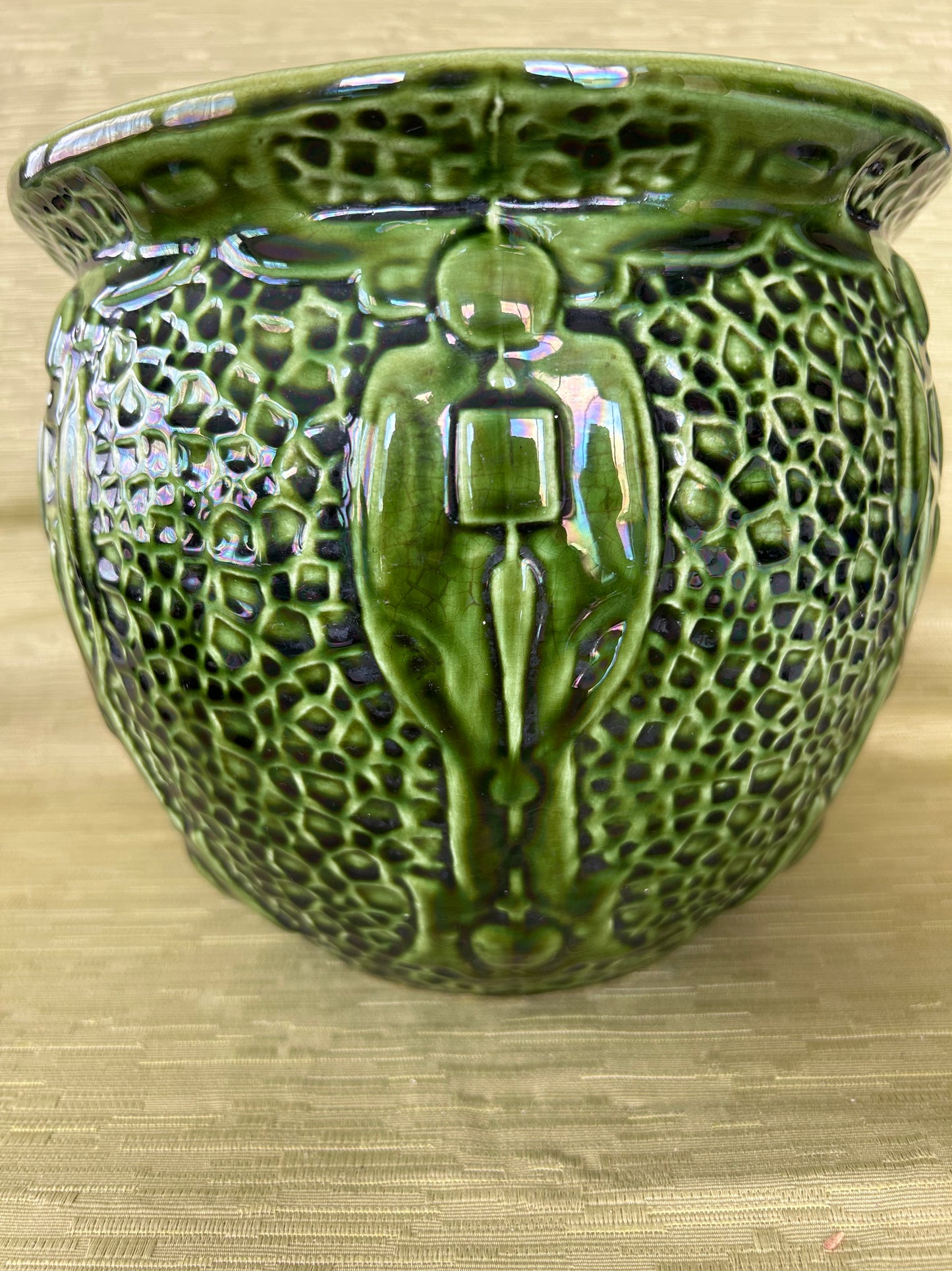 Green Antique Thomas Forester Art Nouveau Majolica Jardinière Florence