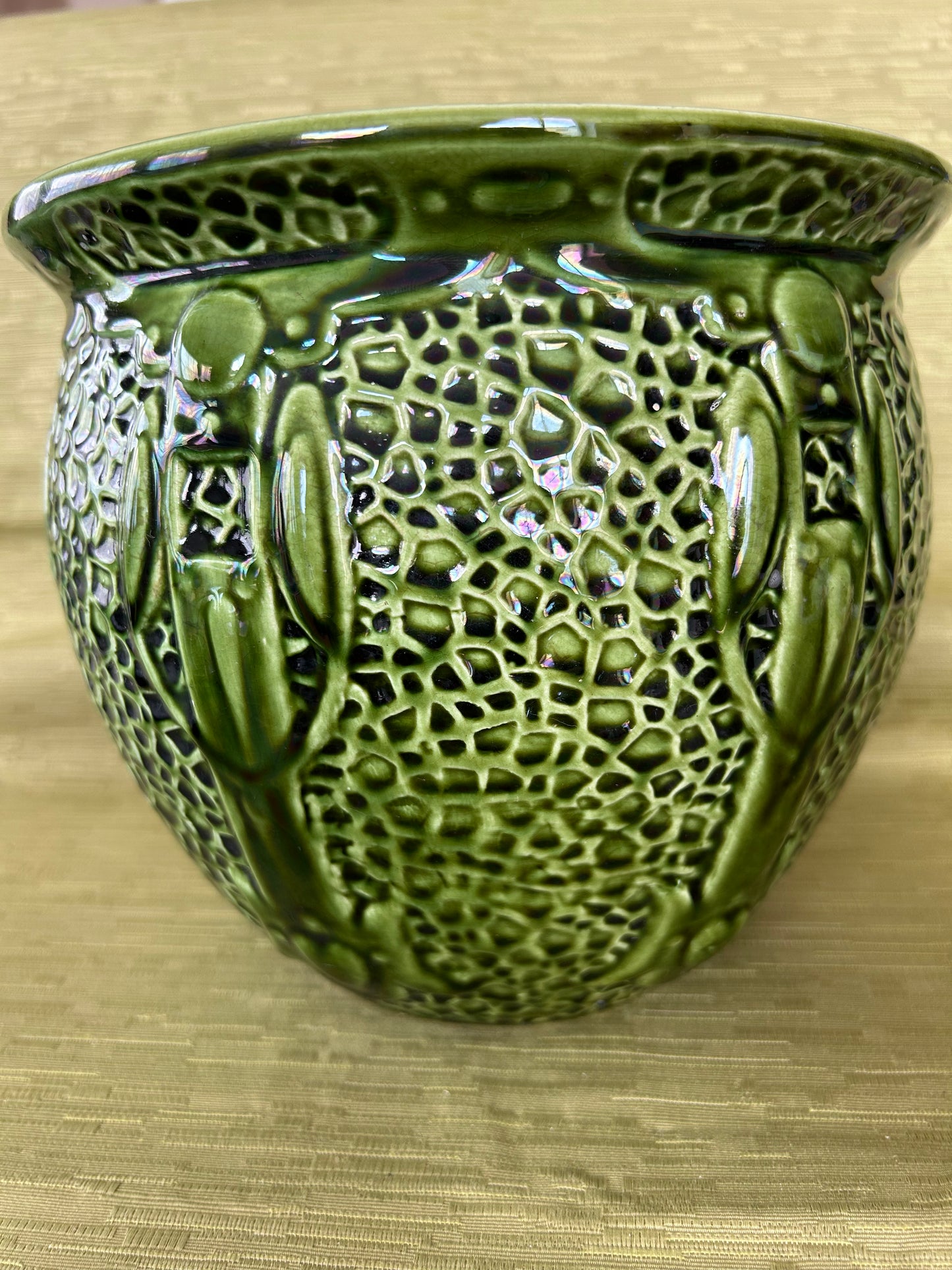 Green Antique Thomas Forester Art Nouveau Majolica Jardinière Florence