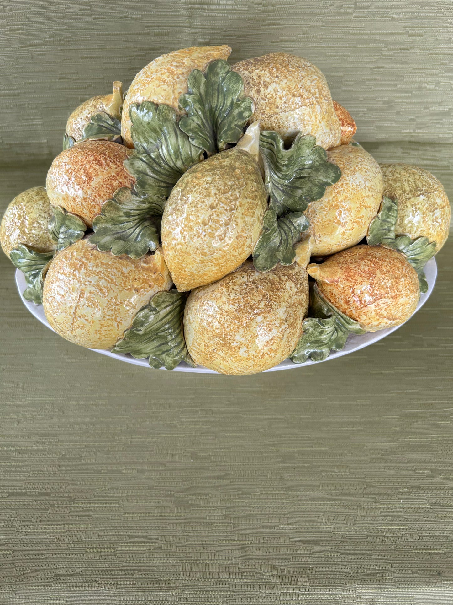 Majolica Art Pottery Centrepiece bowl of Lemons Mid Century