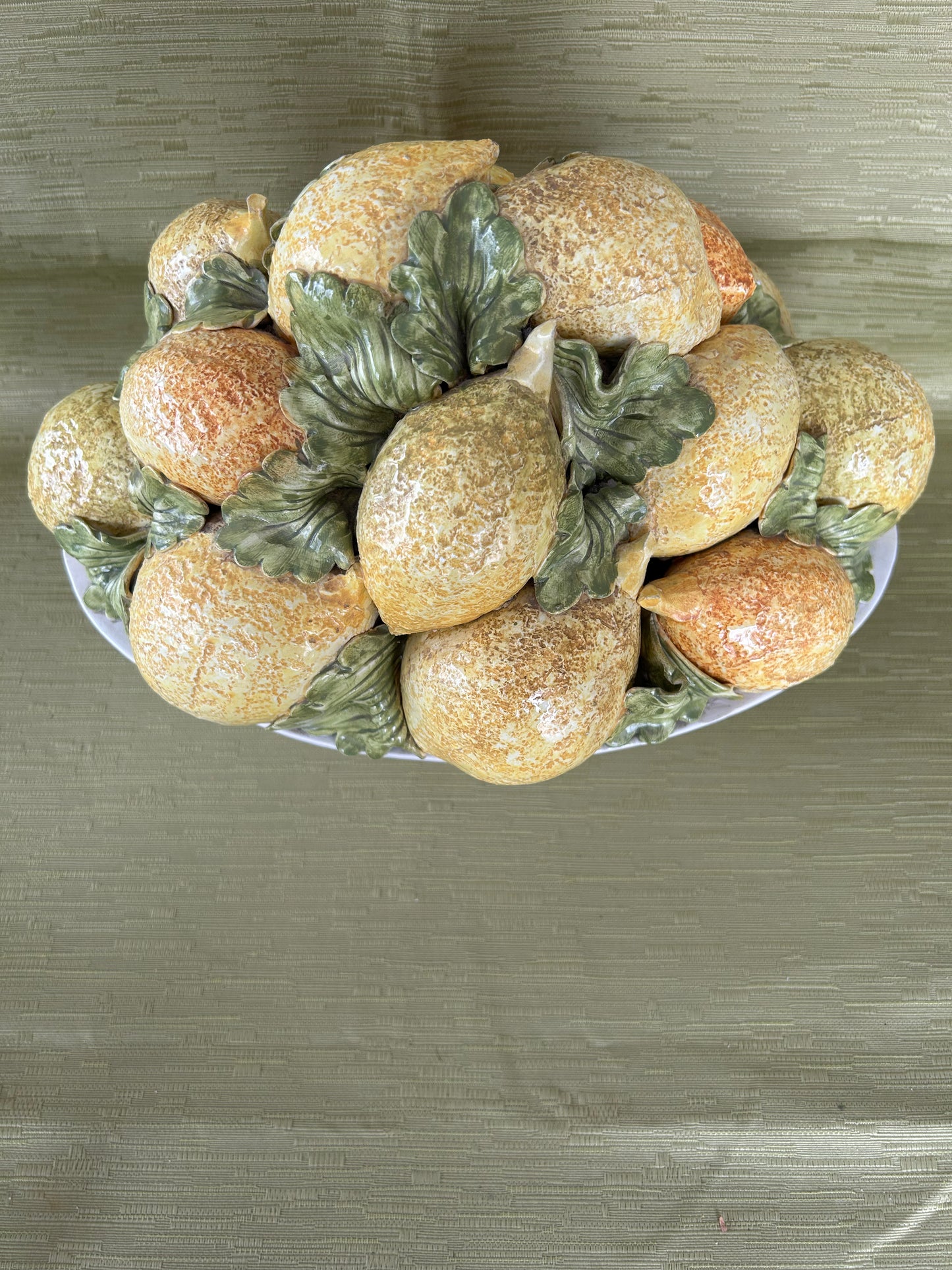 Majolica Art Pottery Centrepiece bowl of Lemons Mid Century