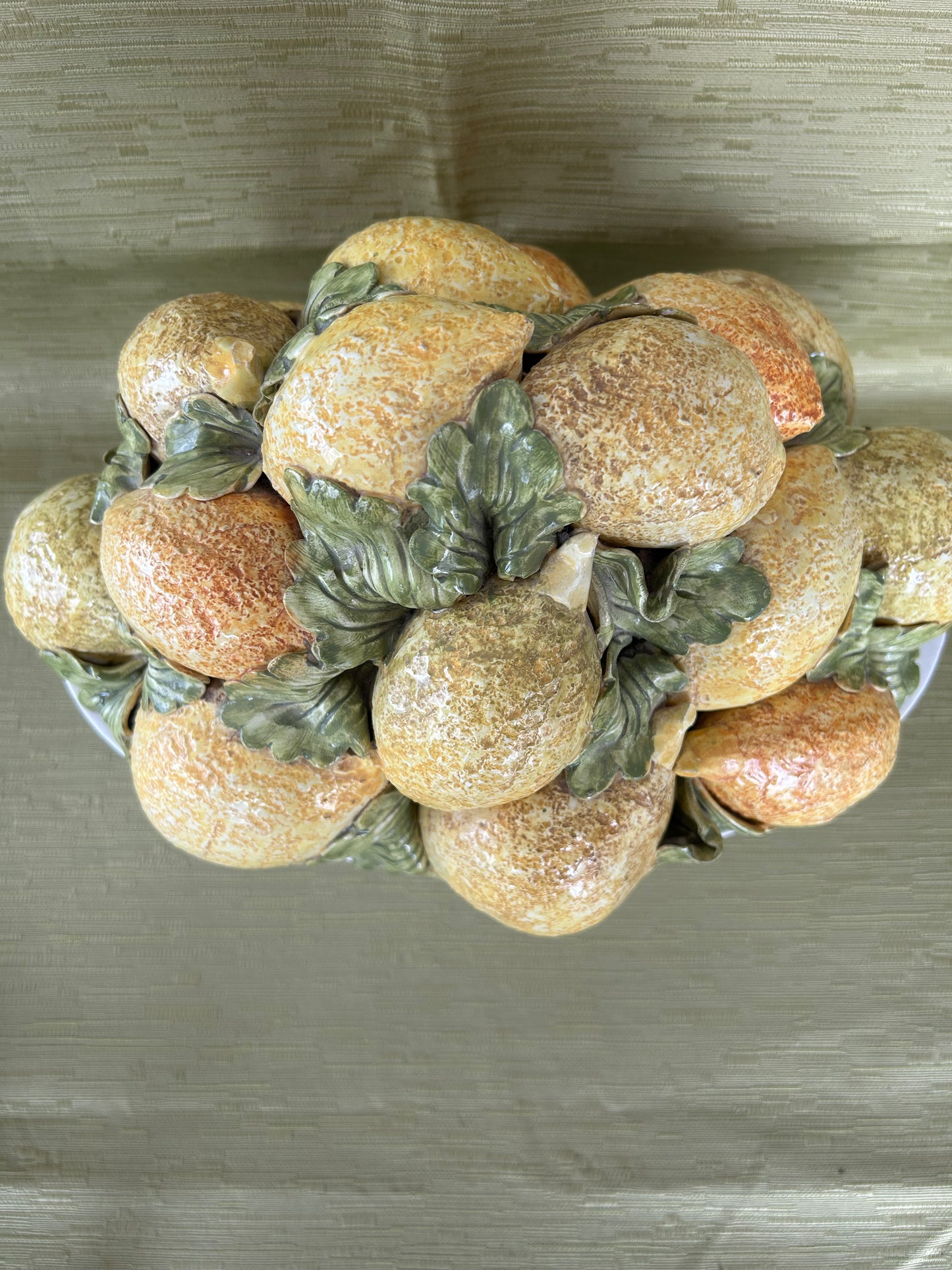 Majolica Art Pottery Centrepiece bowl of Lemons Mid Century