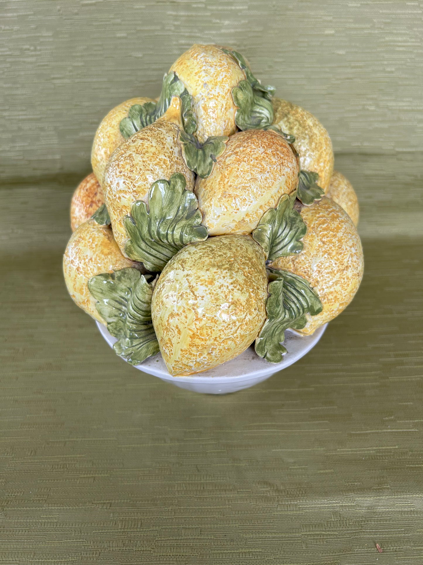 Majolica Art Pottery Centrepiece bowl of Lemons Mid Century